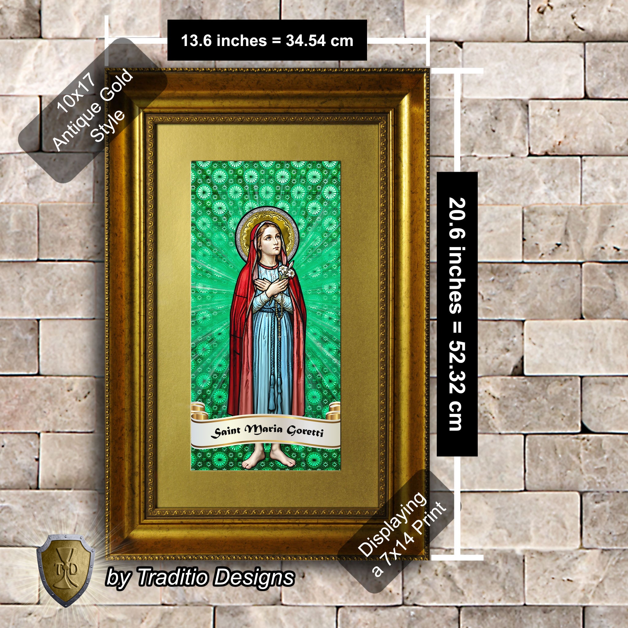 St. Maria Goretti Framed Print (Full Stained Glass) Patroness of Purity - 15 Framing Options