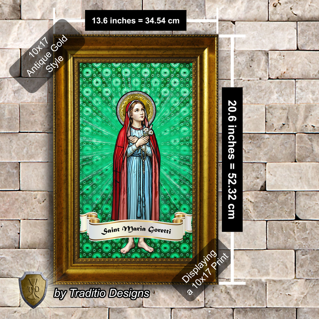 St. Maria Goretti Framed Print (Full Stained Glass) Patroness of Purity - 15 Framing Options