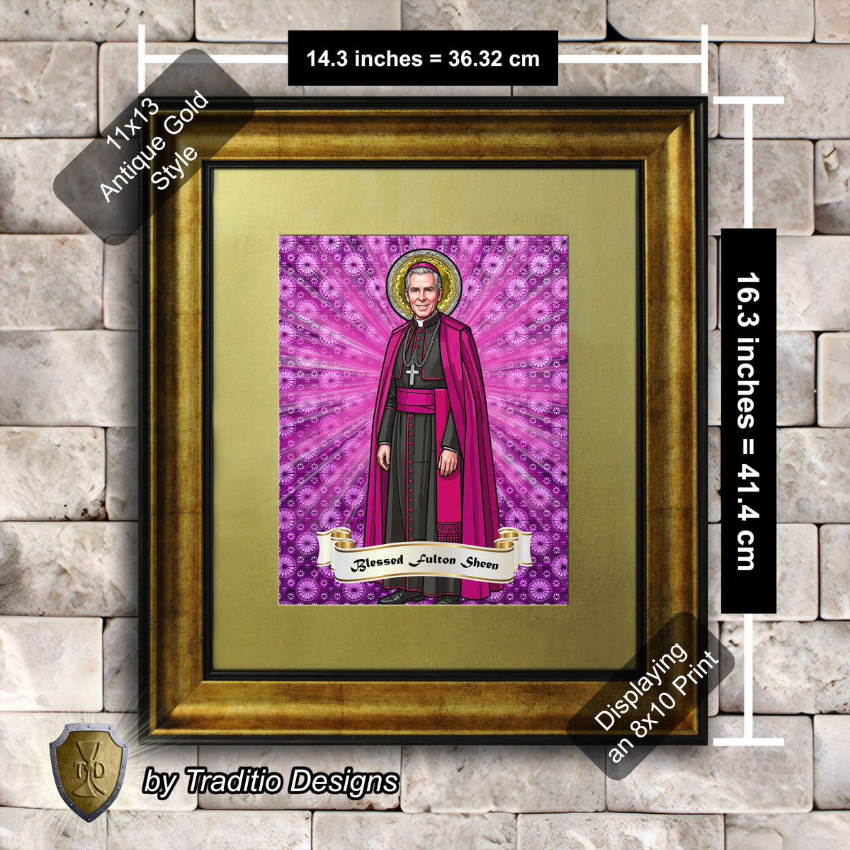 Bl. Fulton J. Sheen Framed Print (Full Stained Glass) | Infant Health, Heart Relief & Broadcasters | 15 Framing Options