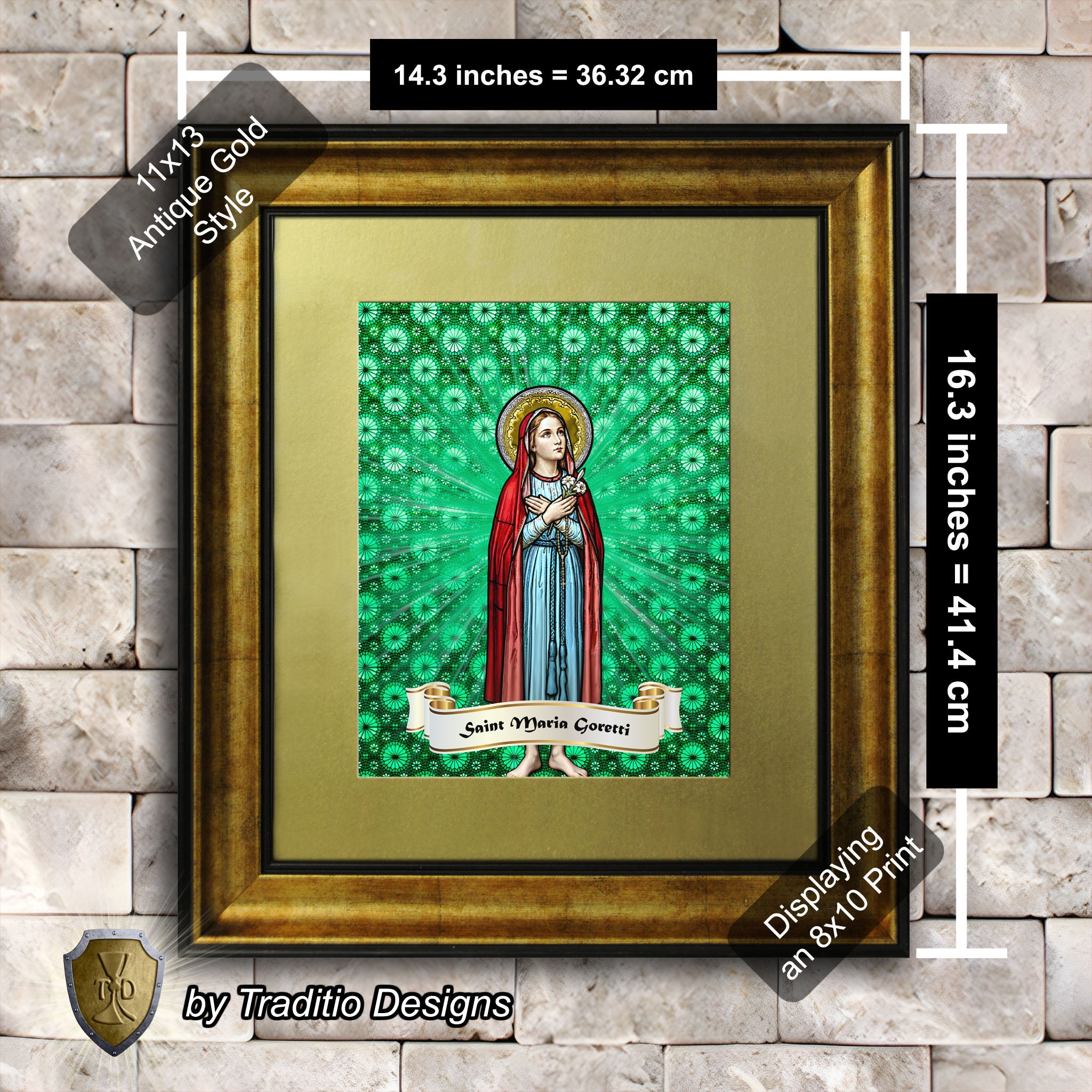 St. Maria Goretti Framed Print (Full Stained Glass) Patroness of Purity - 15 Framing Options