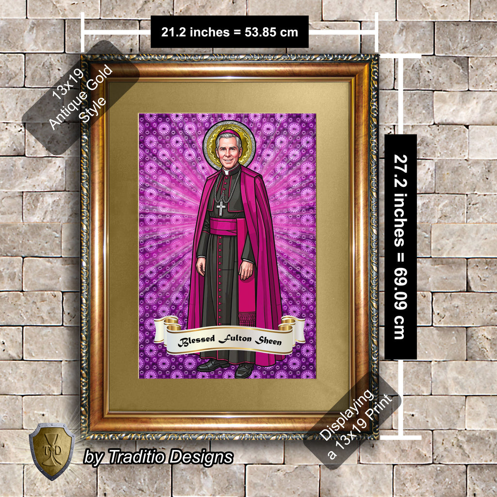 Bl. Fulton J. Sheen Framed Print (Full Stained Glass) | Infant Health, Heart Relief & Broadcasters | 15 Framing Options
