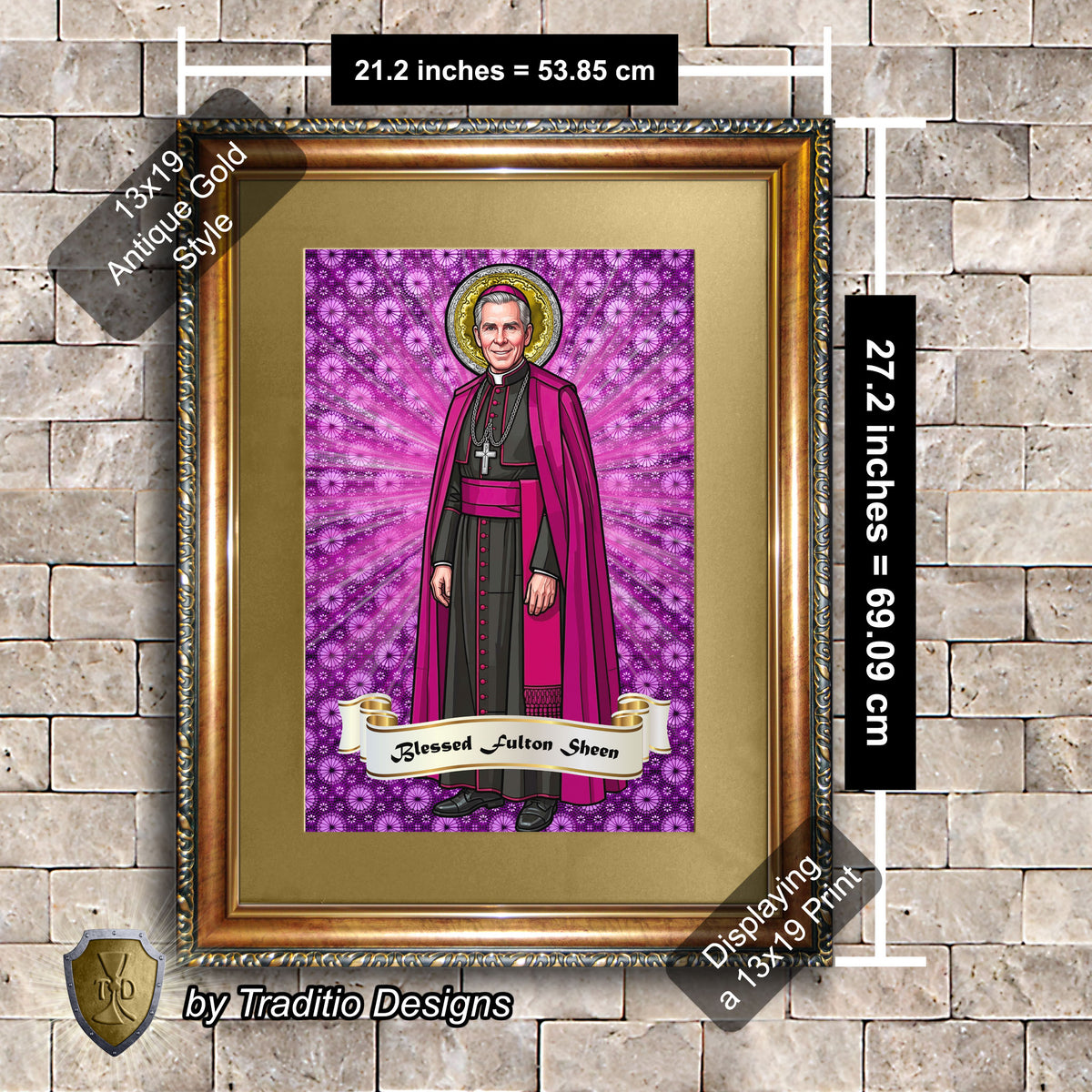 Bl. Fulton J. Sheen Framed Print (Full Stained Glass) | Infant Health, Heart Relief & Broadcasters | 15 Framing Options