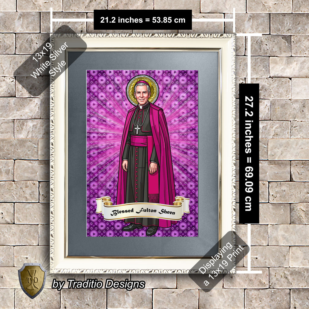 Bl. Fulton J. Sheen Framed Print (Full Stained Glass) | Infant Health, Heart Relief & Broadcasters | 15 Framing Options