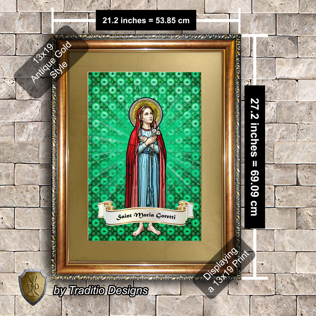 St. Maria Goretti Framed Print (Full Stained Glass) Patroness of Purity - 15 Framing Options