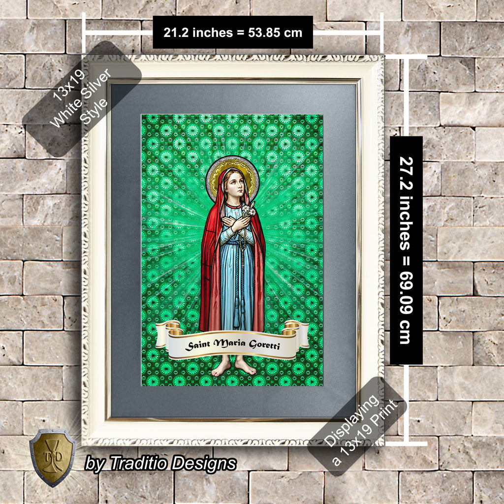 St. Maria Goretti Framed Print (Full Stained Glass) Patroness of Purity - 15 Framing Options