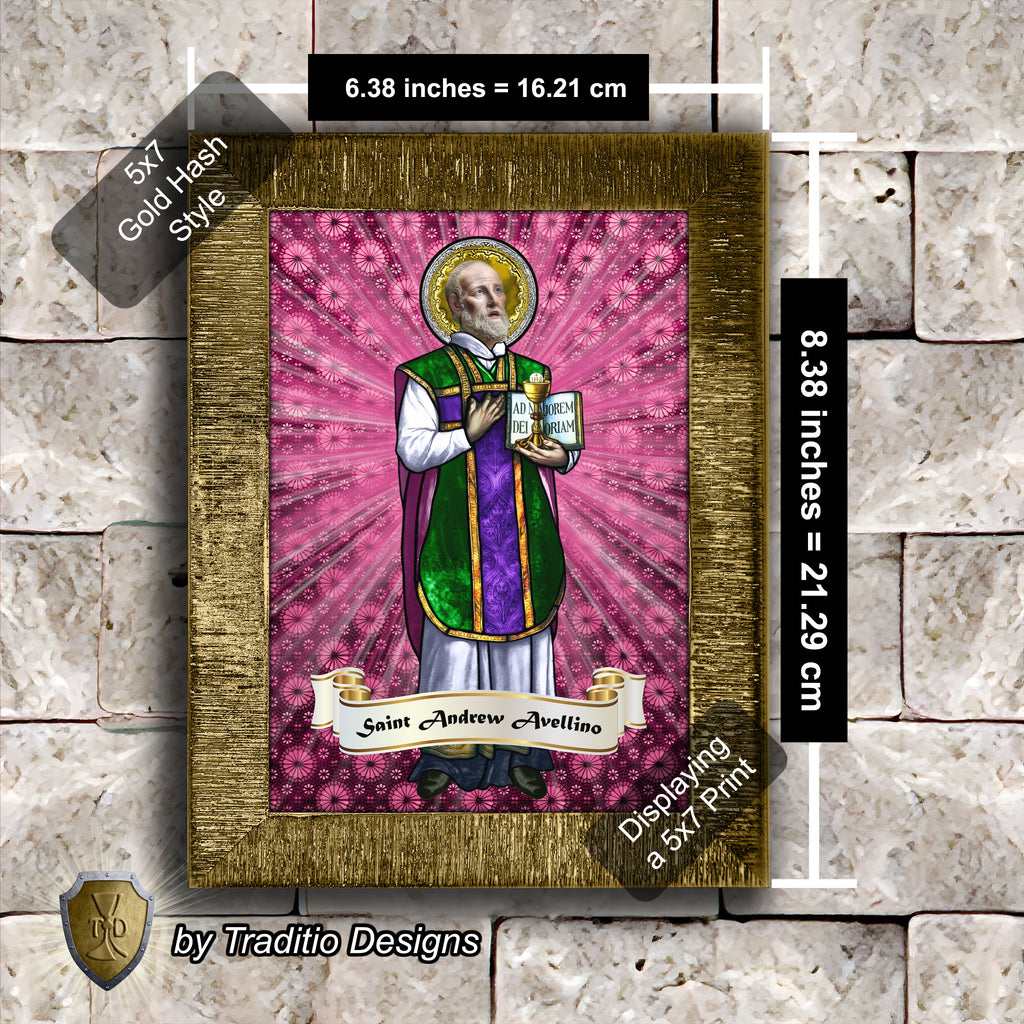 St. Andrew Avellino Framed Print (Full Stained Glass) Patron of Stroke Victims - 15 Framing Options