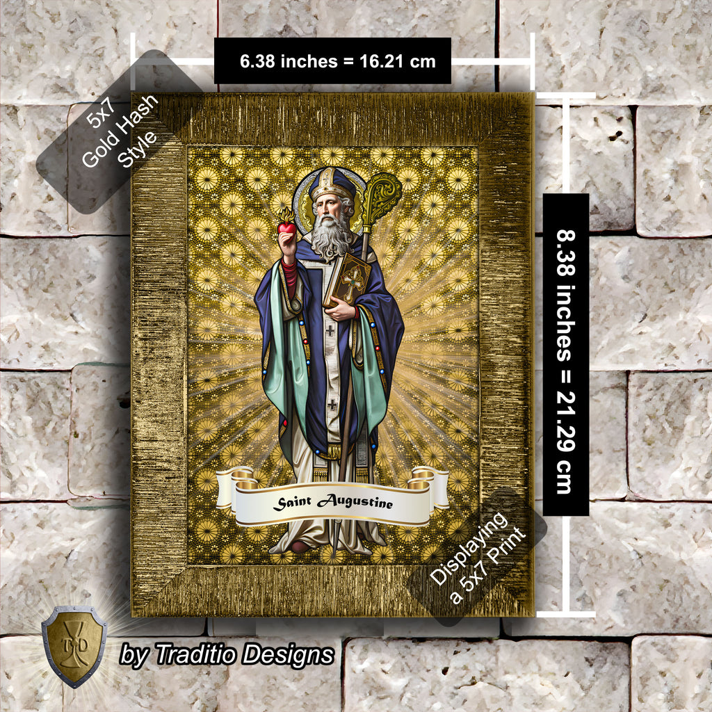 St. Augustine of Hippo Framed Print (Full Stained Glass) Patron of Sore Eyes and Throats - 15 Framing Options