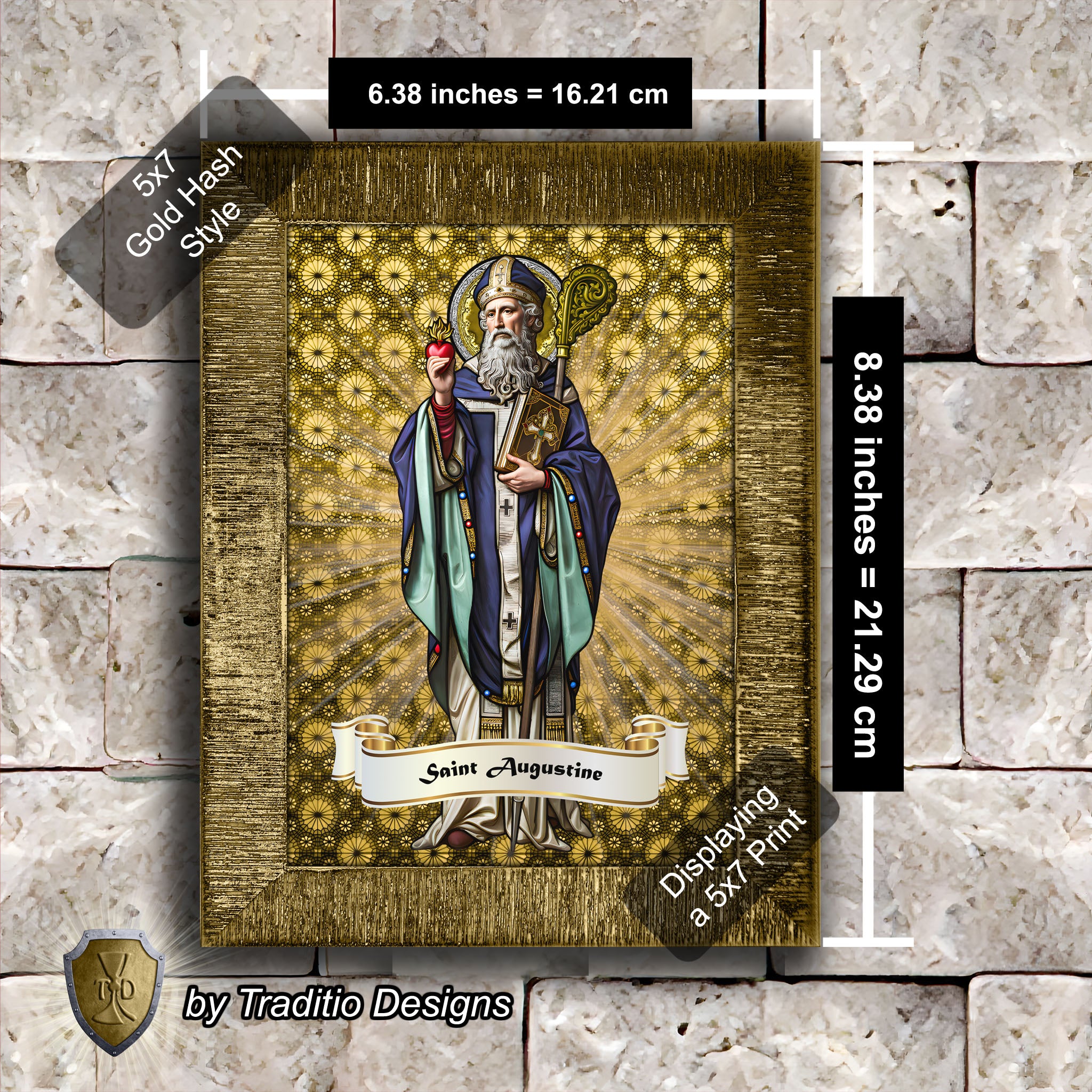 St. Augustine of Hippo Framed Print (Full Stained Glass) Patron of Sore Eyes and Throats - 15 Framing Options