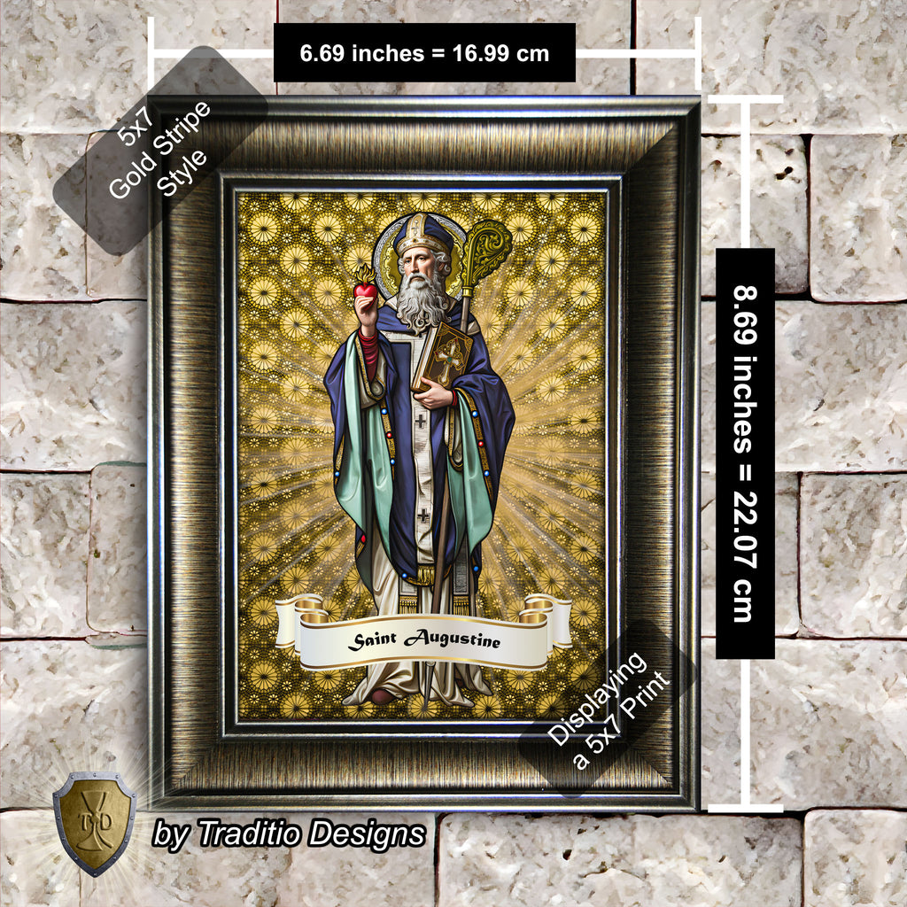 St. Augustine of Hippo Framed Print (Full Stained Glass) Patron of Sore Eyes and Throats - 15 Framing Options