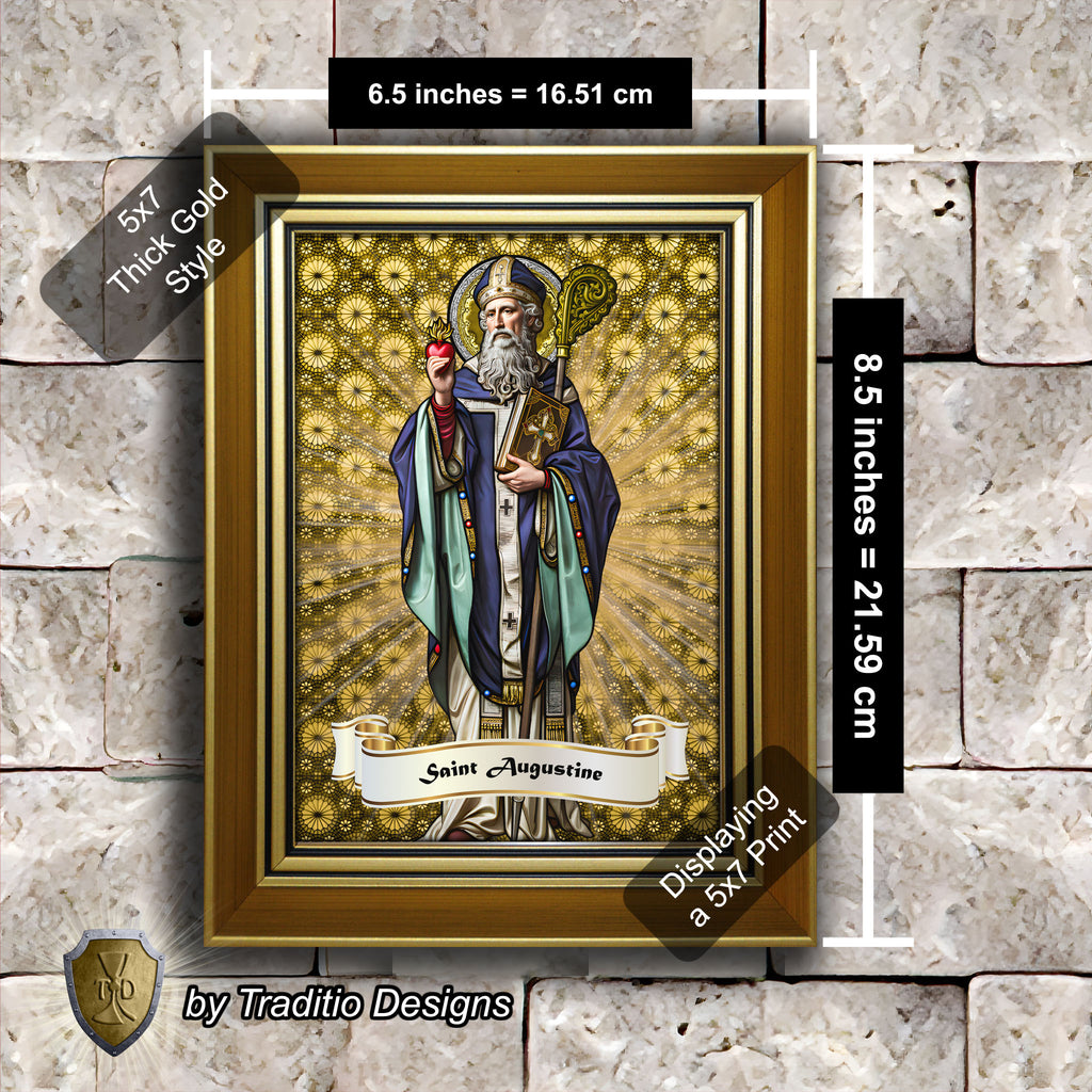St. Augustine of Hippo Framed Print (Full Stained Glass) Patron of Sore Eyes and Throats - 15 Framing Options