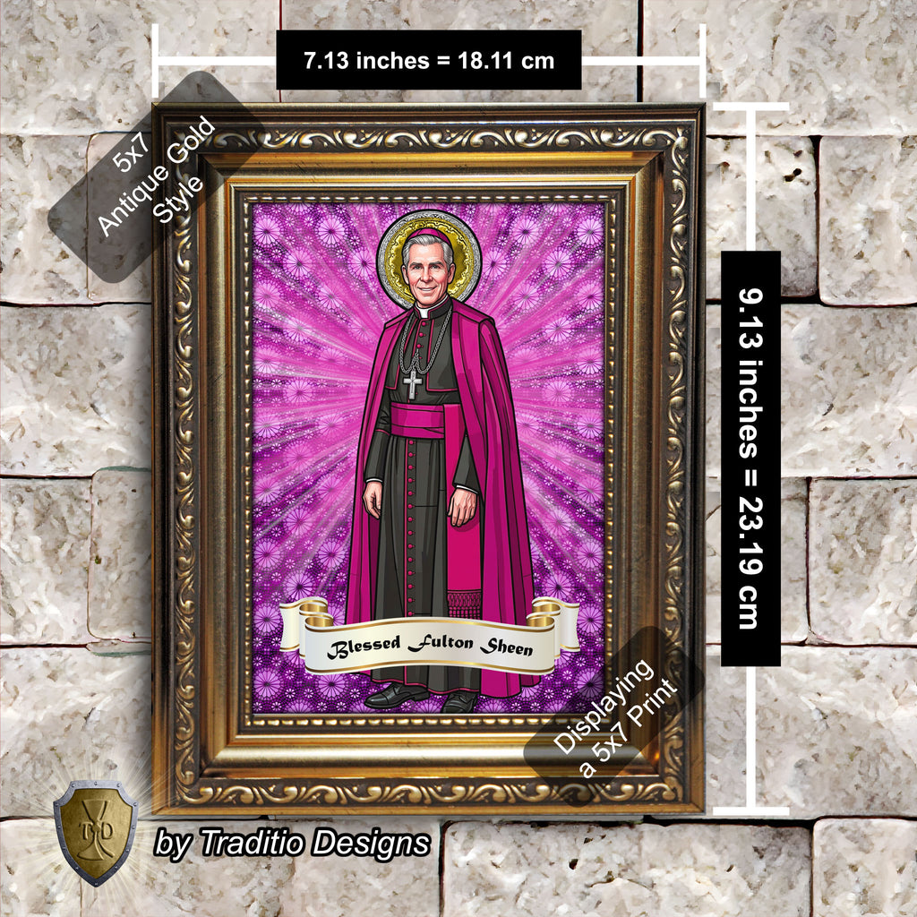 Bl. Fulton J. Sheen Framed Print (Full Stained Glass) | Infant Health, Heart Relief & Broadcasters | 15 Framing Options