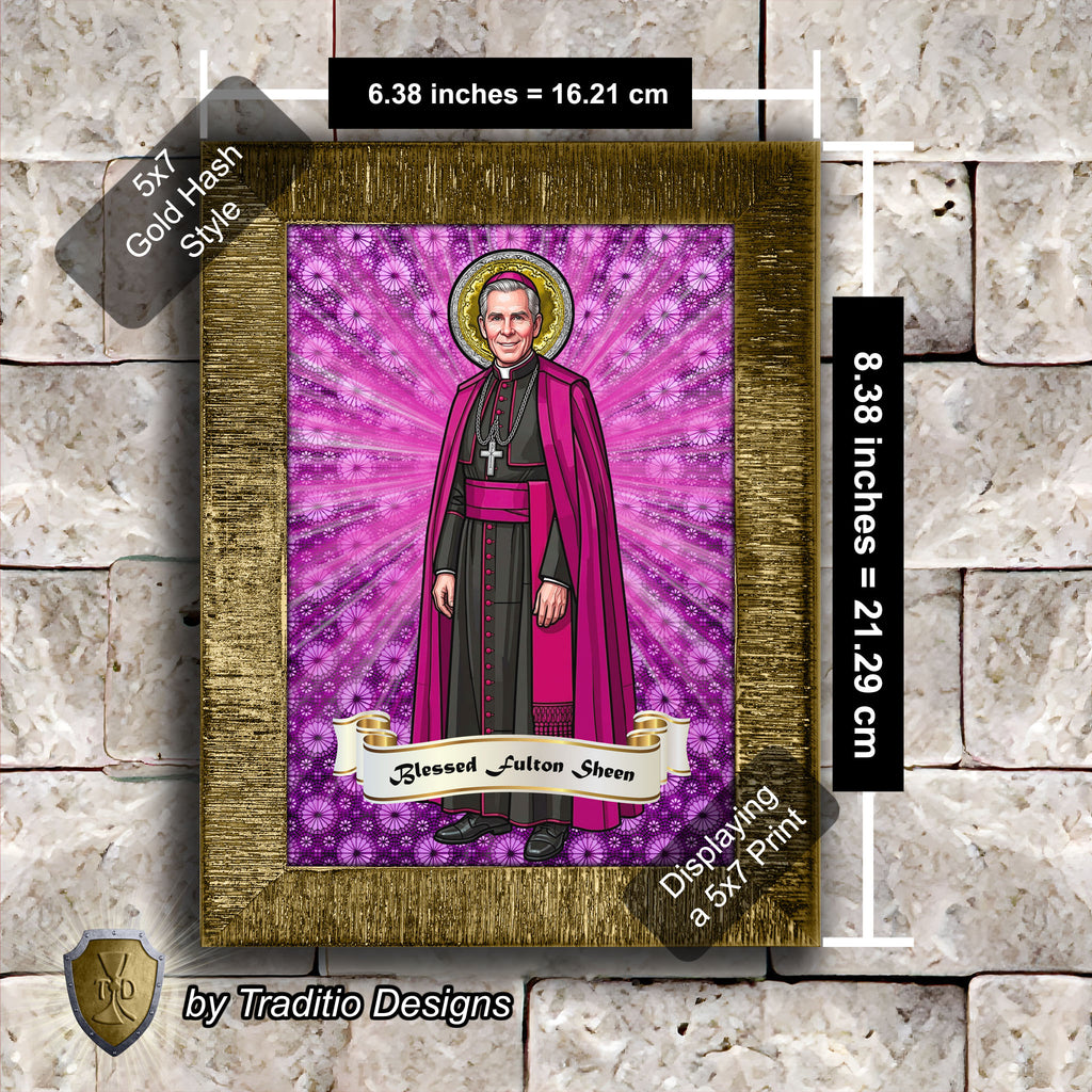 Bl. Fulton J. Sheen Framed Print (Full Stained Glass) | Infant Health, Heart Relief & Broadcasters | 15 Framing Options