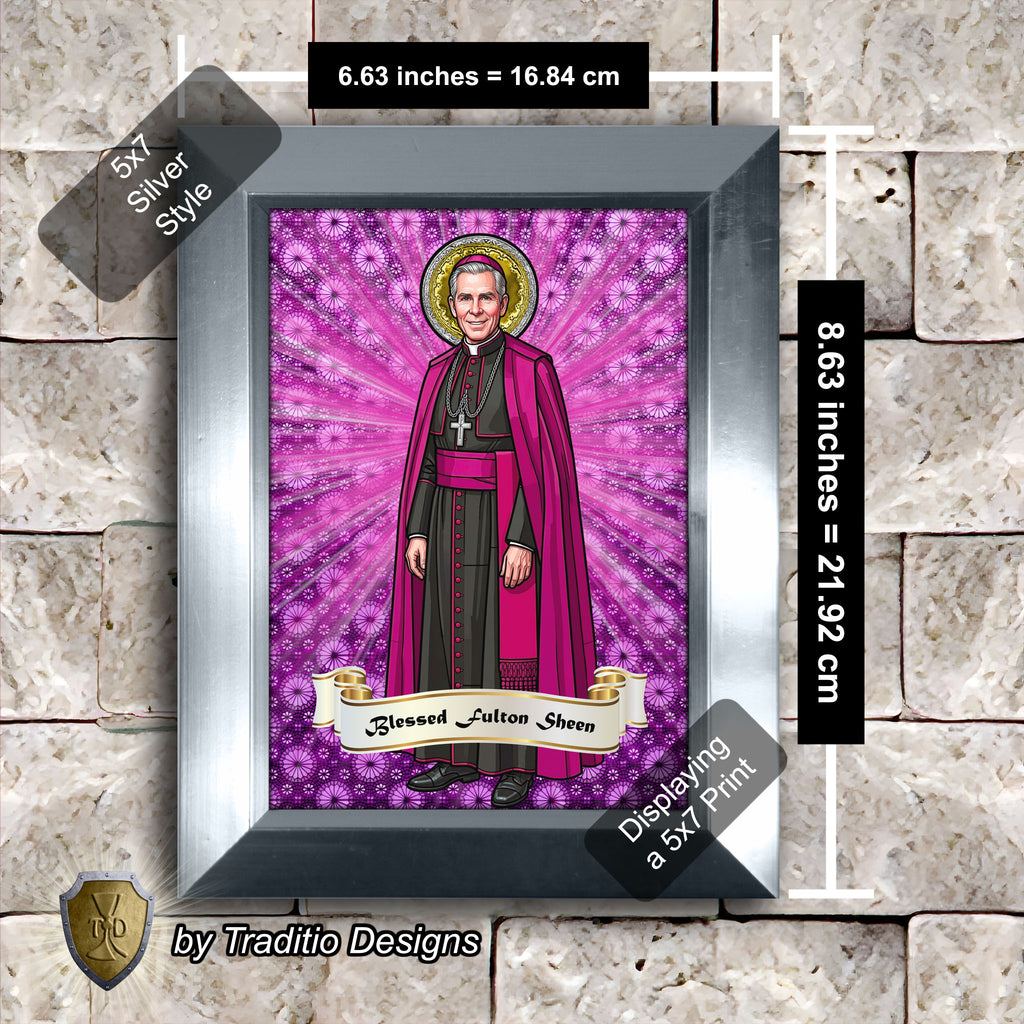 Bl. Fulton J. Sheen Framed Print (Full Stained Glass) | Infant Health, Heart Relief & Broadcasters | 15 Framing Options