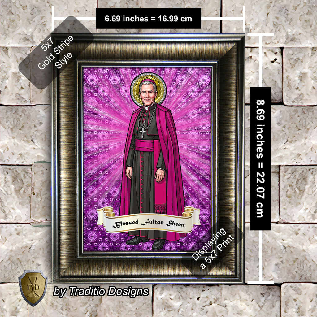 Bl. Fulton J. Sheen Framed Print (Full Stained Glass) | Infant Health, Heart Relief & Broadcasters | 15 Framing Options