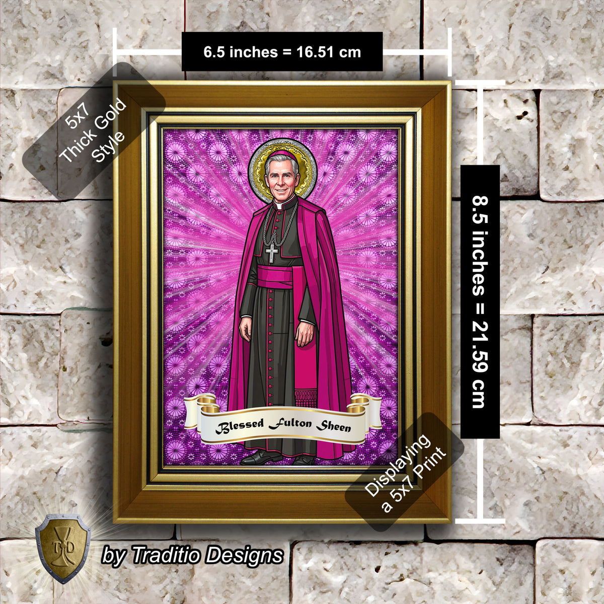 Bl. Fulton J. Sheen Framed Print (Full Stained Glass) | Infant Health, Heart Relief & Broadcasters | 15 Framing Options