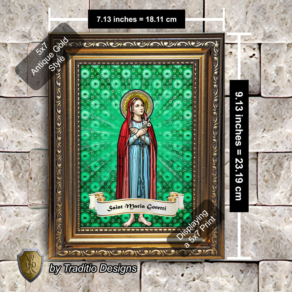 St. Maria Goretti Framed Print (Full Stained Glass) Patroness of Purity - 15 Framing Options