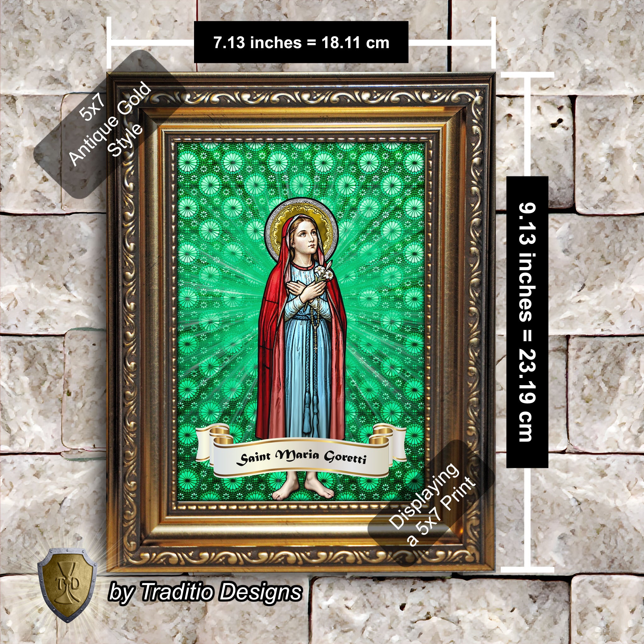 St. Maria Goretti Framed Print (Full Stained Glass) Patroness of Purity - 15 Framing Options