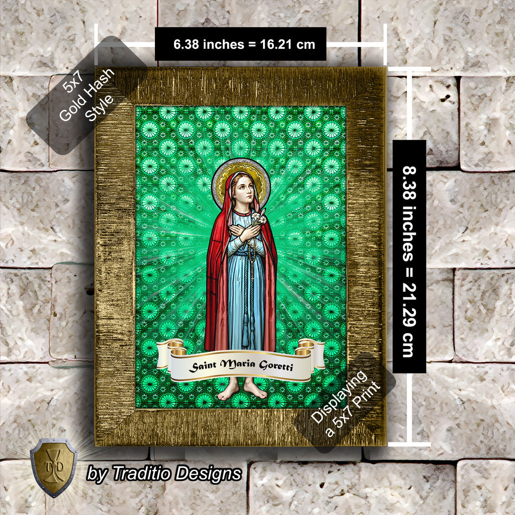 St. Maria Goretti Framed Print (Full Stained Glass) Patroness of Purity - 15 Framing Options