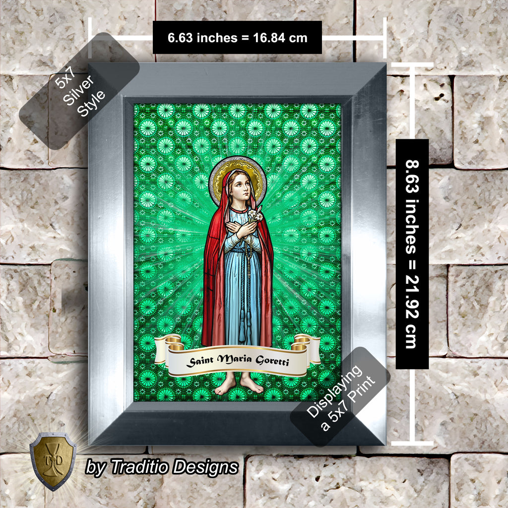 St. Maria Goretti Framed Print (Full Stained Glass) Patroness of Purity - 15 Framing Options
