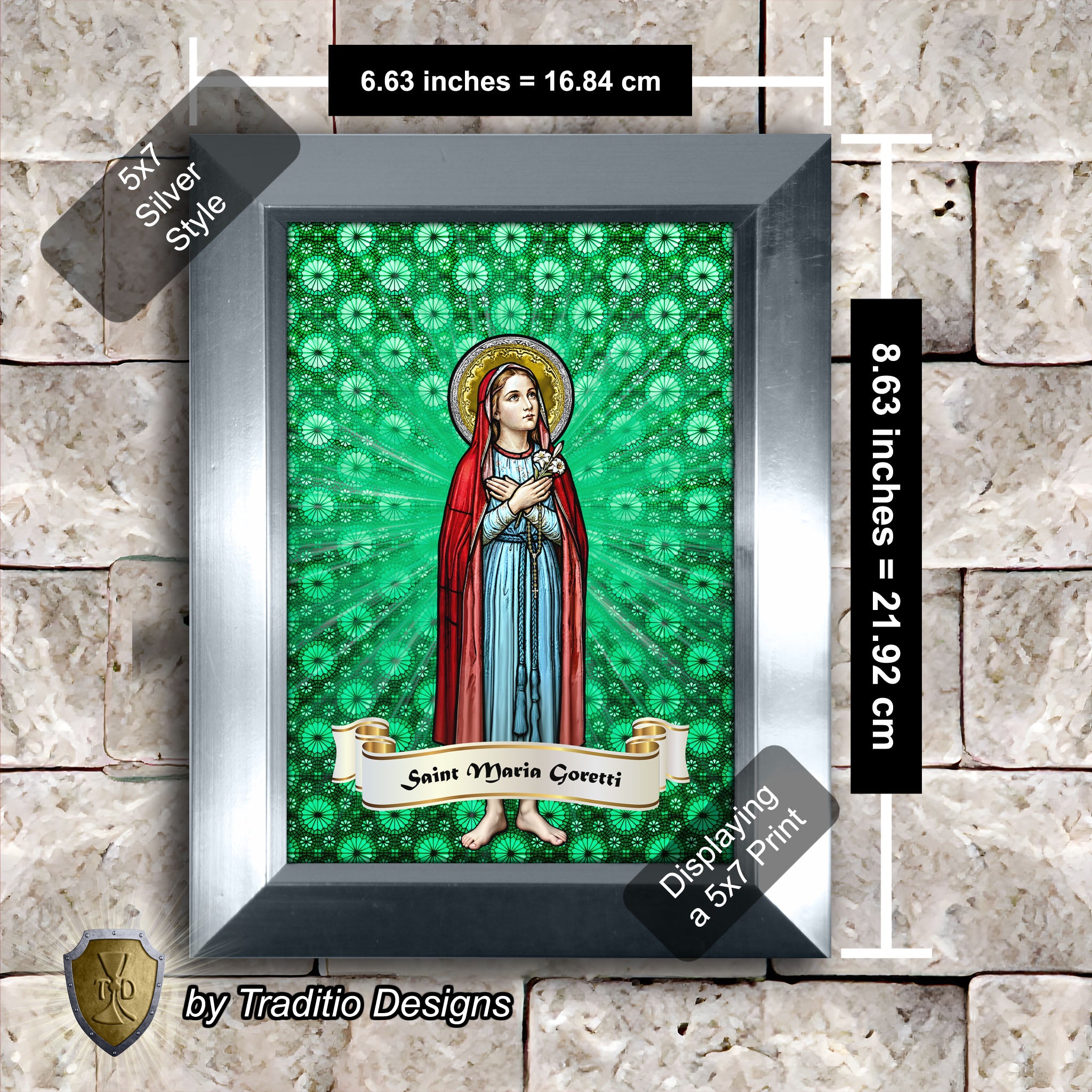 St. Maria Goretti Framed Print (Full Stained Glass) Patroness of Purity - 15 Framing Options