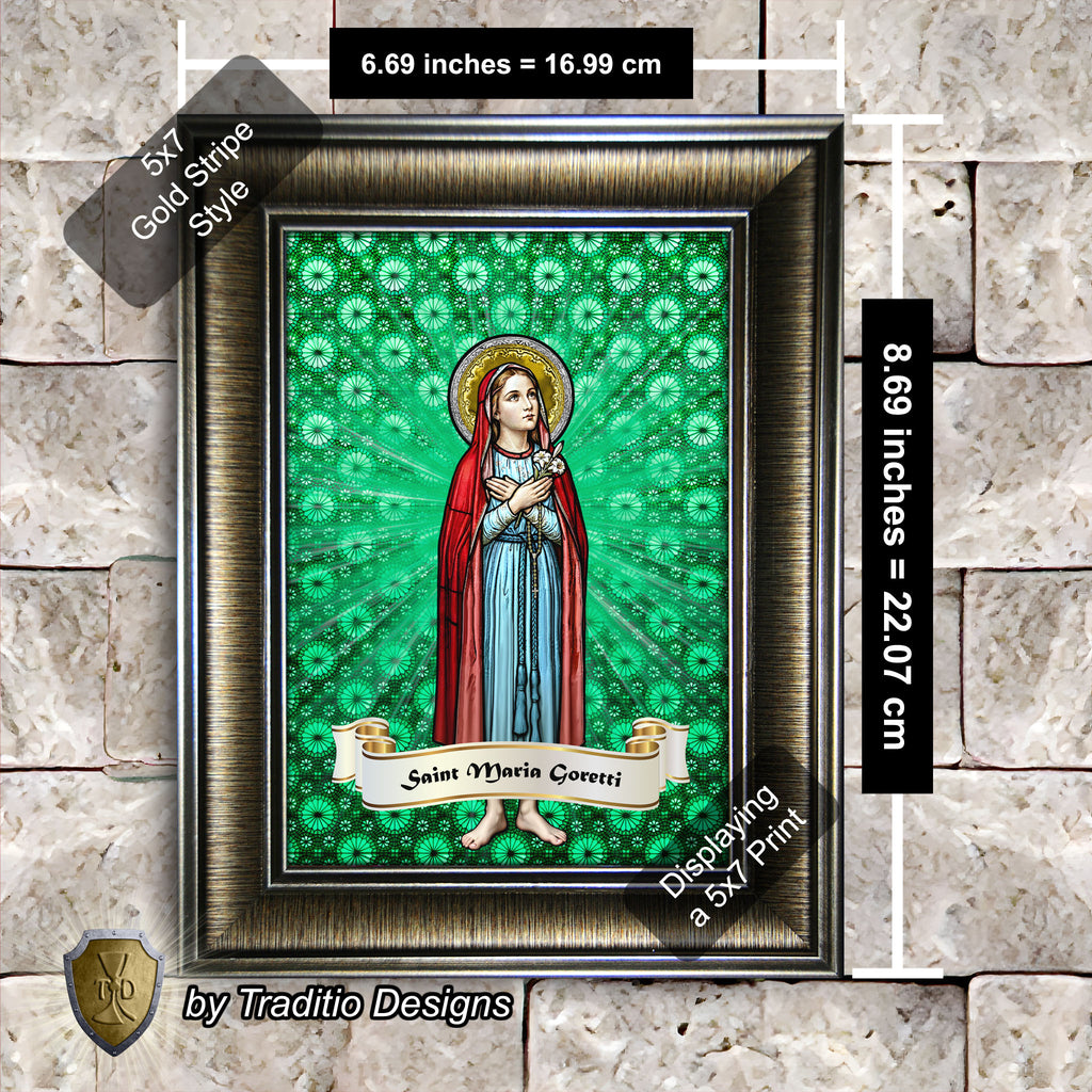 St. Maria Goretti Framed Print (Full Stained Glass) Patroness of Purity - 15 Framing Options