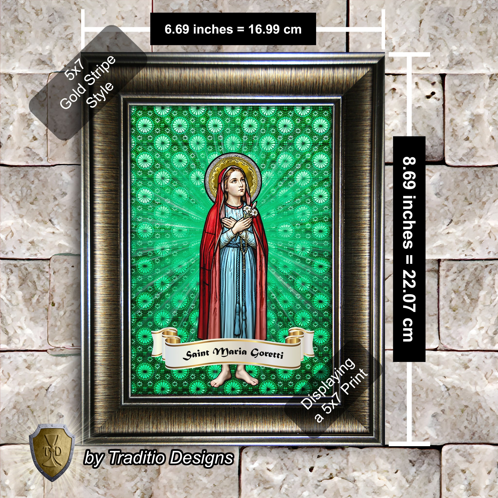 St. Maria Goretti Framed Print (Full Stained Glass) Patroness of Purity - 15 Framing Options