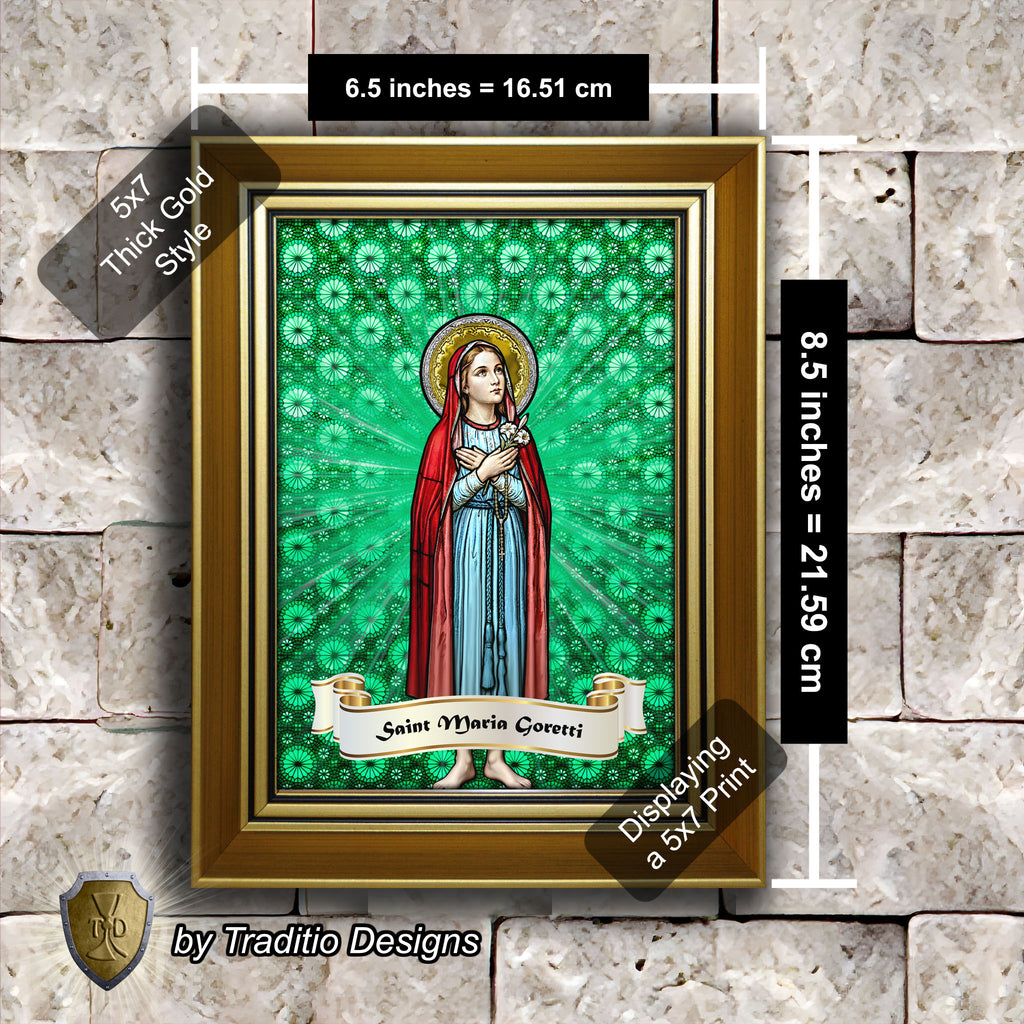 St. Maria Goretti Framed Print (Full Stained Glass) Patroness of Purity - 15 Framing Options