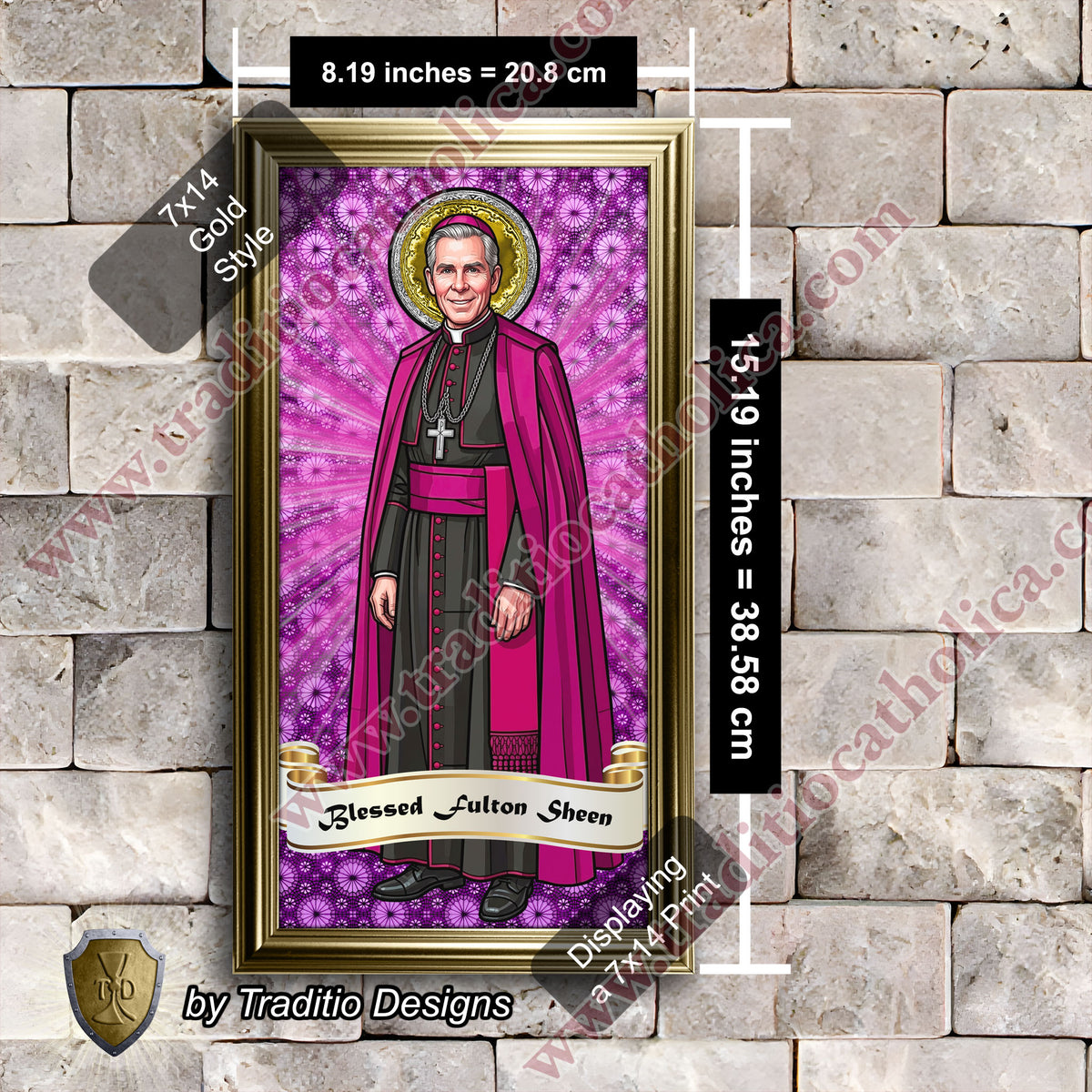 Bl. Fulton J. Sheen Framed Print (Full Stained Glass) | Infant Health, Heart Relief & Broadcasters | 15 Framing Options