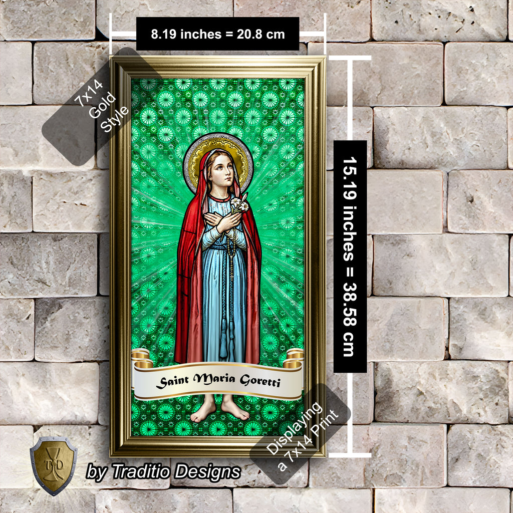 St. Maria Goretti Framed Print (Full Stained Glass) Patroness of Purity - 15 Framing Options