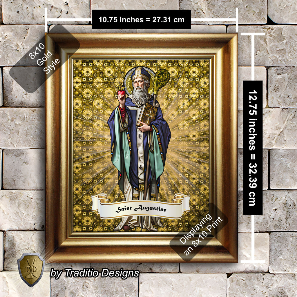 St. Augustine of Hippo Framed Print (Full Stained Glass) Patron of Sore Eyes and Throats - 15 Framing Options