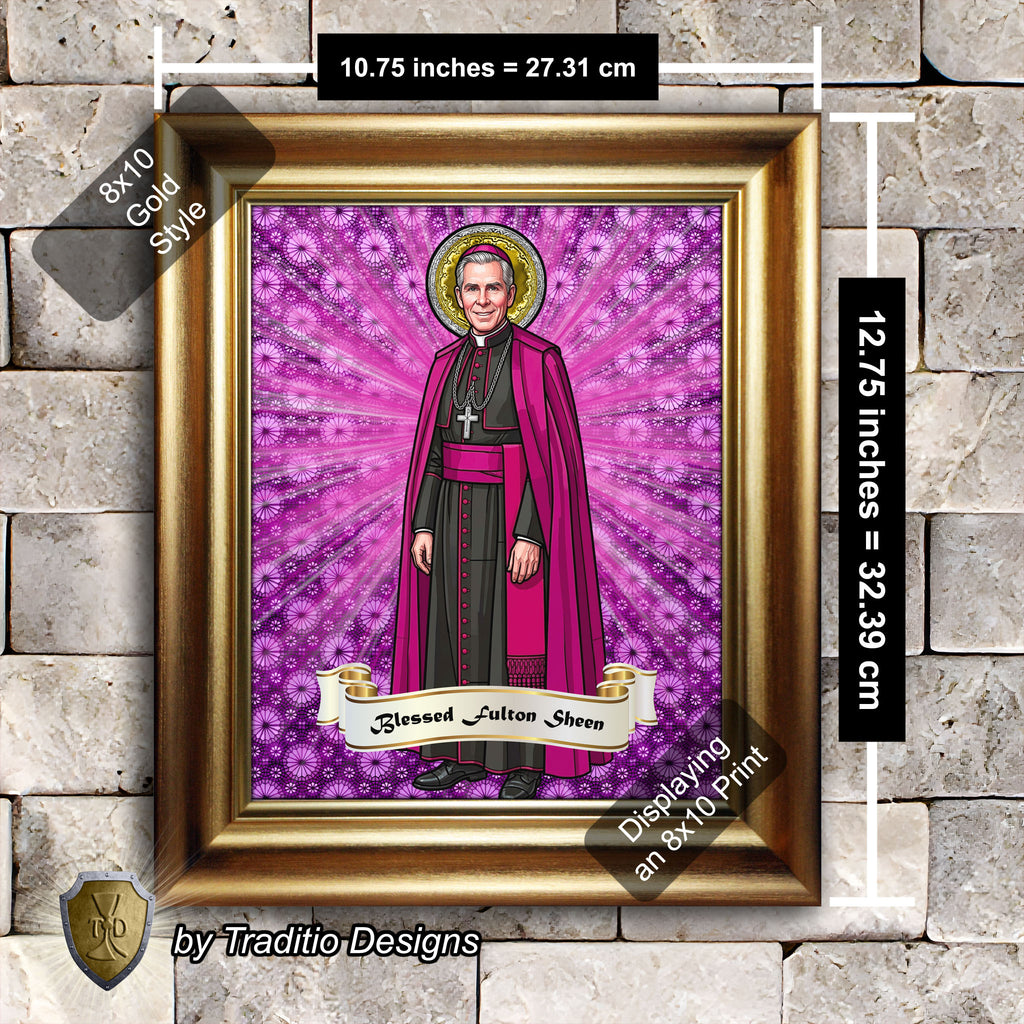 Bl. Fulton J. Sheen Framed Print (Full Stained Glass) | Infant Health, Heart Relief & Broadcasters | 15 Framing Options