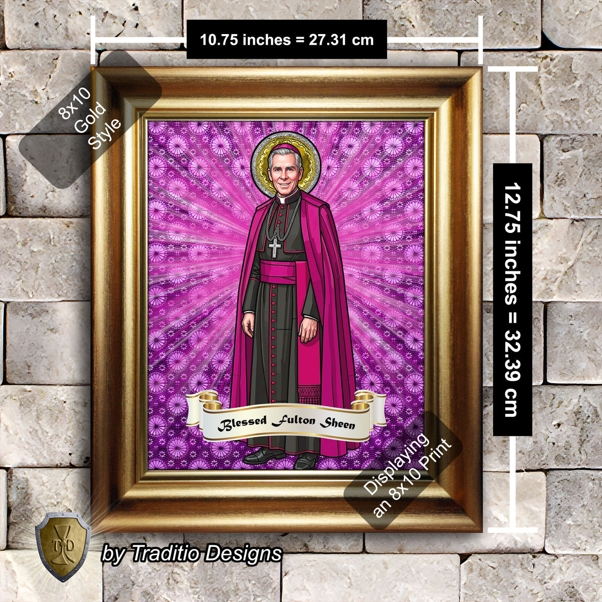 Bl. Fulton J. Sheen Framed Print (Full Stained Glass) | Infant Health, Heart Relief & Broadcasters | 15 Framing Options