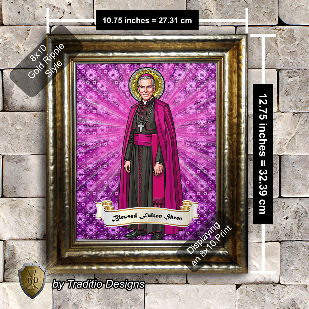 Bl. Fulton J. Sheen Framed Print (Full Stained Glass) | Infant Health, Heart Relief & Broadcasters | 15 Framing Options