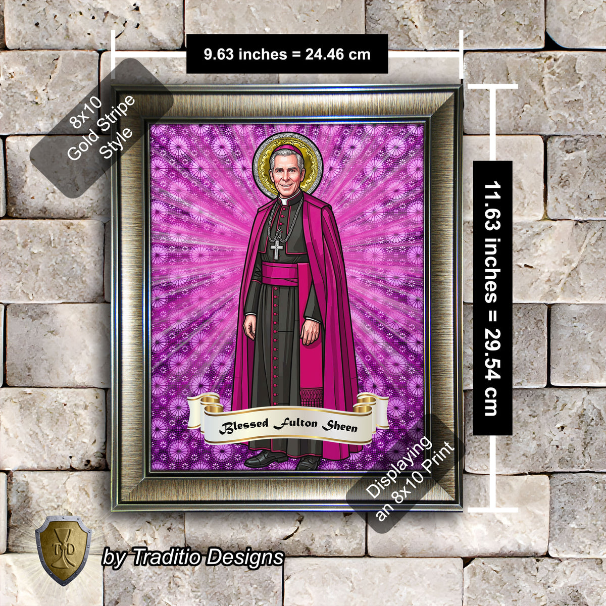 Bl. Fulton J. Sheen Framed Print (Full Stained Glass) | Infant Health, Heart Relief & Broadcasters | 15 Framing Options