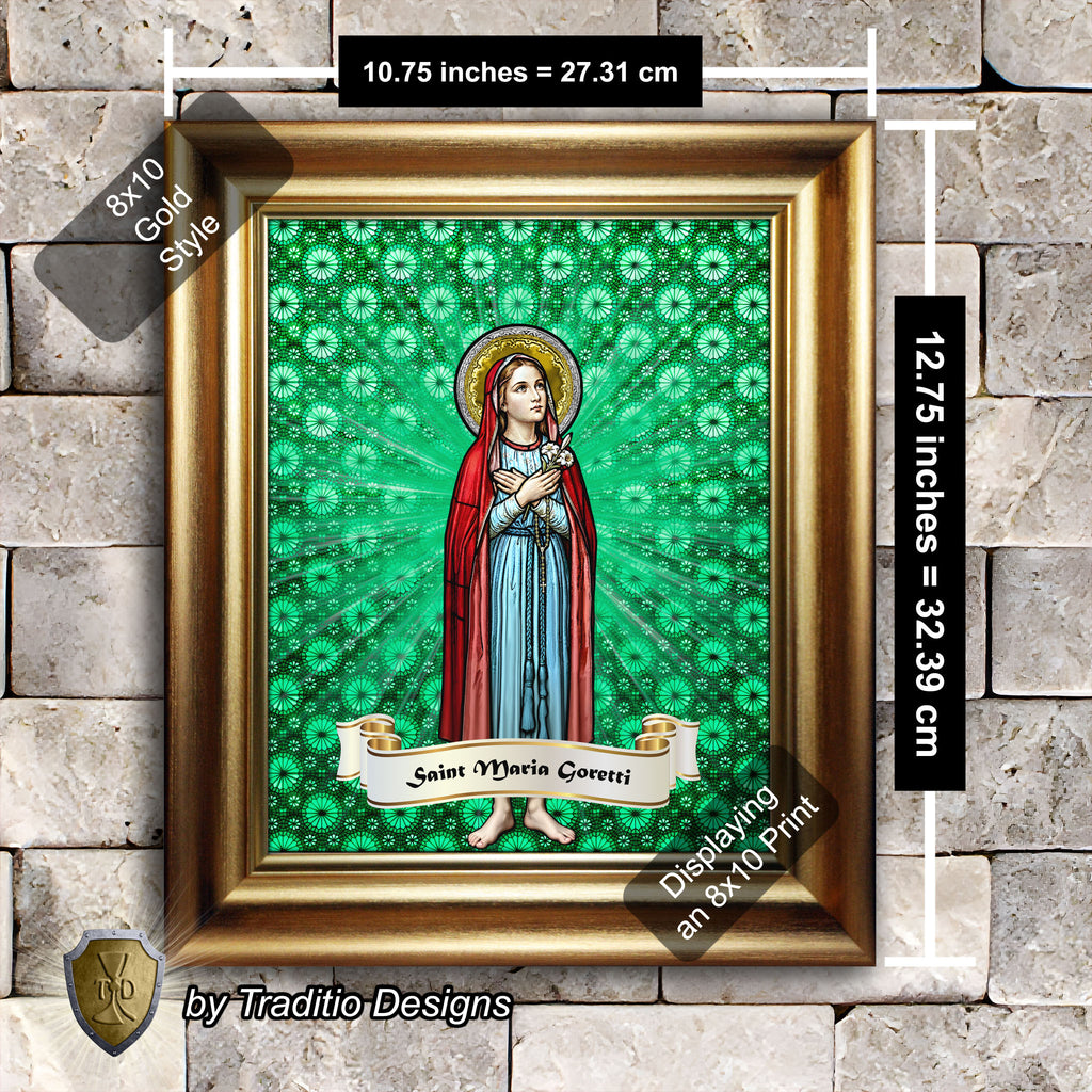 St. Maria Goretti Framed Print (Full Stained Glass) Patroness of Purity - 15 Framing Options