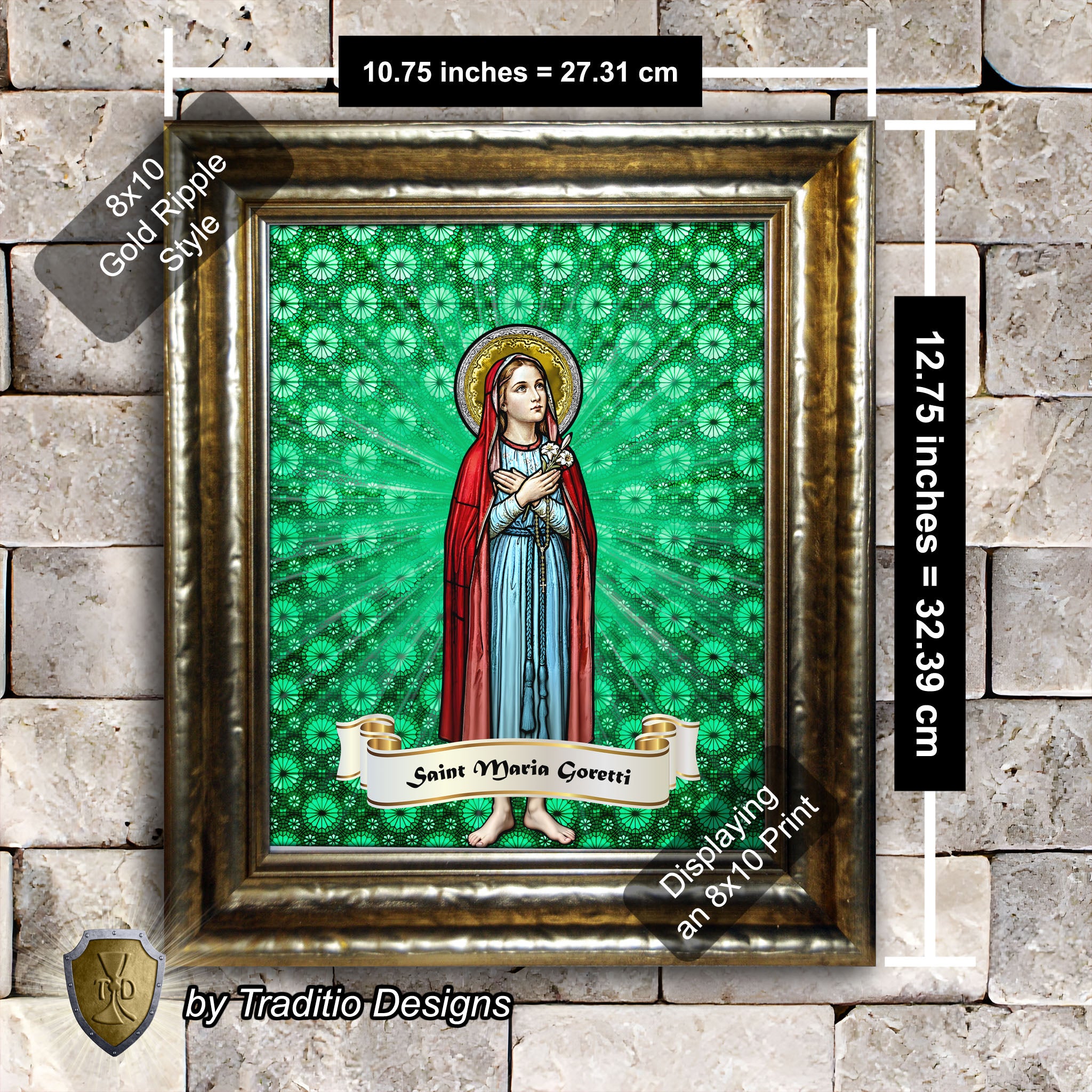 St. Maria Goretti Framed Print (Full Stained Glass) Patroness of Purity - 15 Framing Options