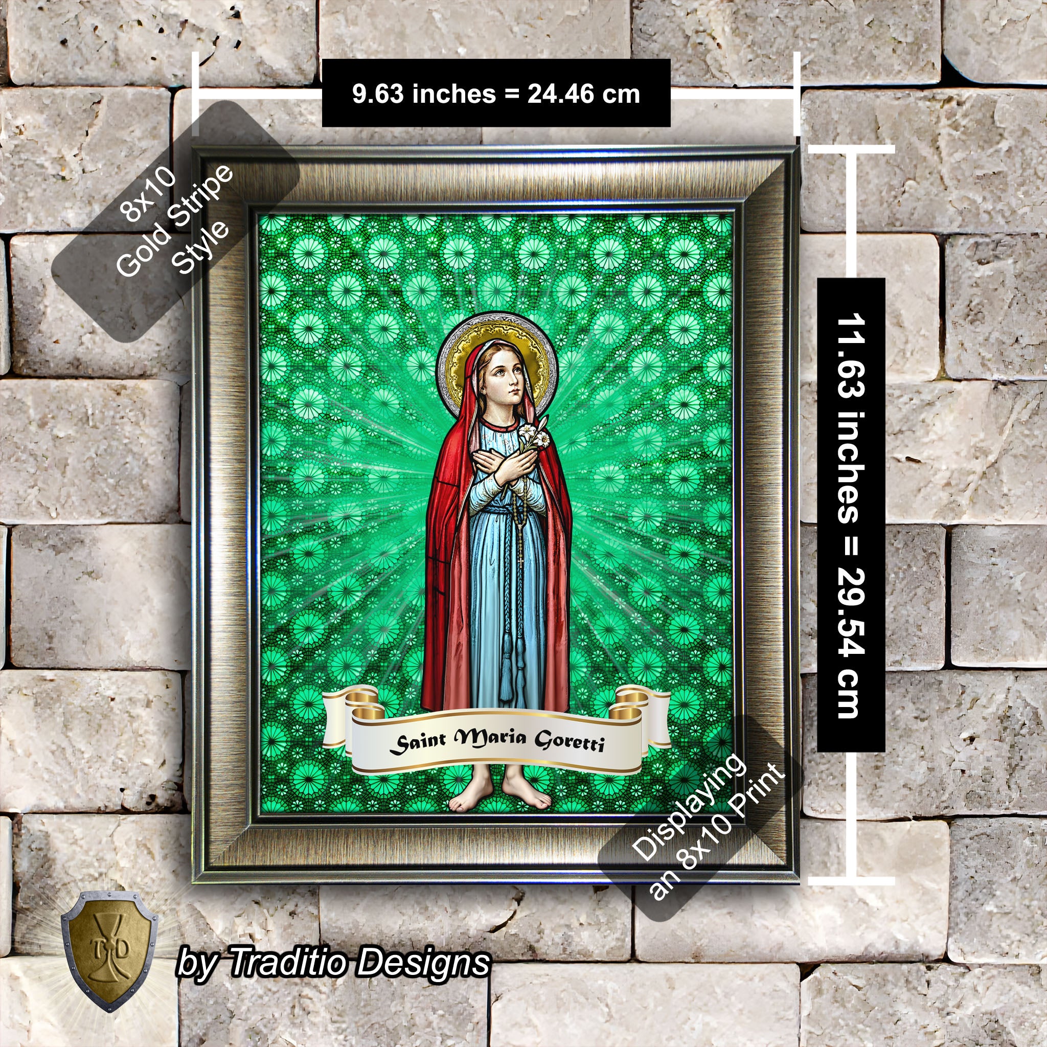 St. Maria Goretti Framed Print (Full Stained Glass) Patroness of Purity - 15 Framing Options