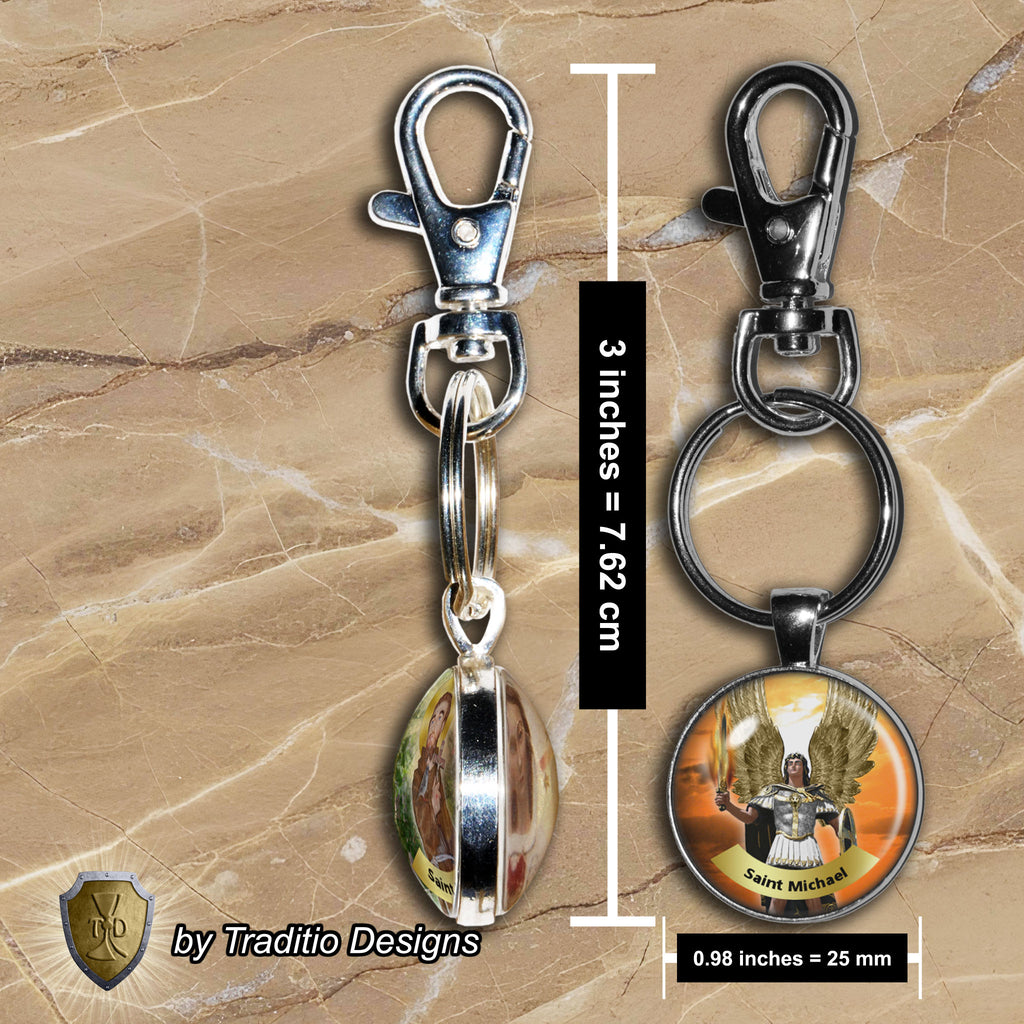 St. Michael Police Officer Two-Sided Keychain | Double-Glass Edition | Patron of Law Enforcement | Handcrafted Gift