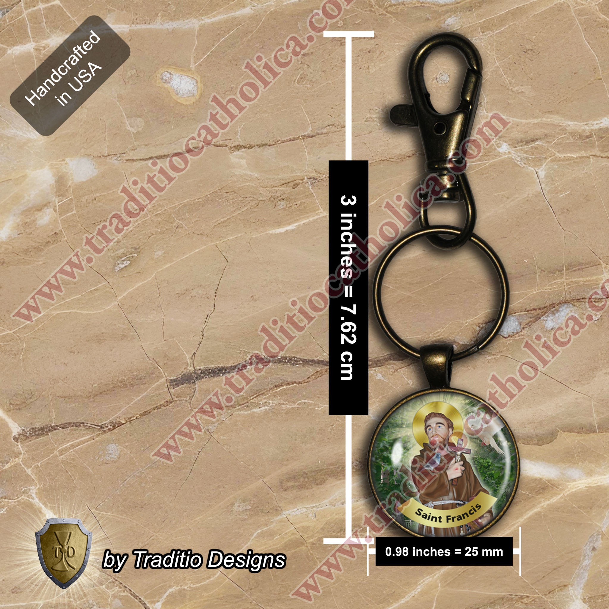 St. Francis of Assisi Keychain | Bronze Glass Edition | Patron of Animals | Handcrafted Devotional Art