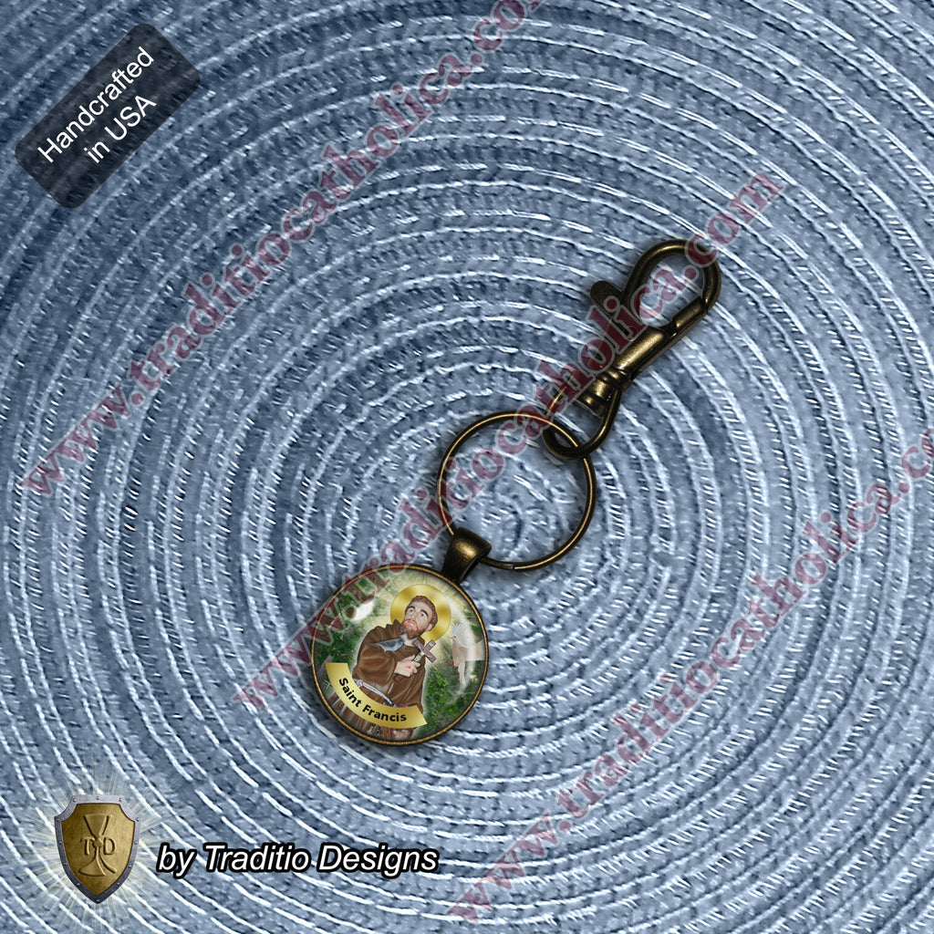 St. Francis of Assisi Keychain | Bronze Glass Edition | Patron of Animals | Handcrafted Devotional Art