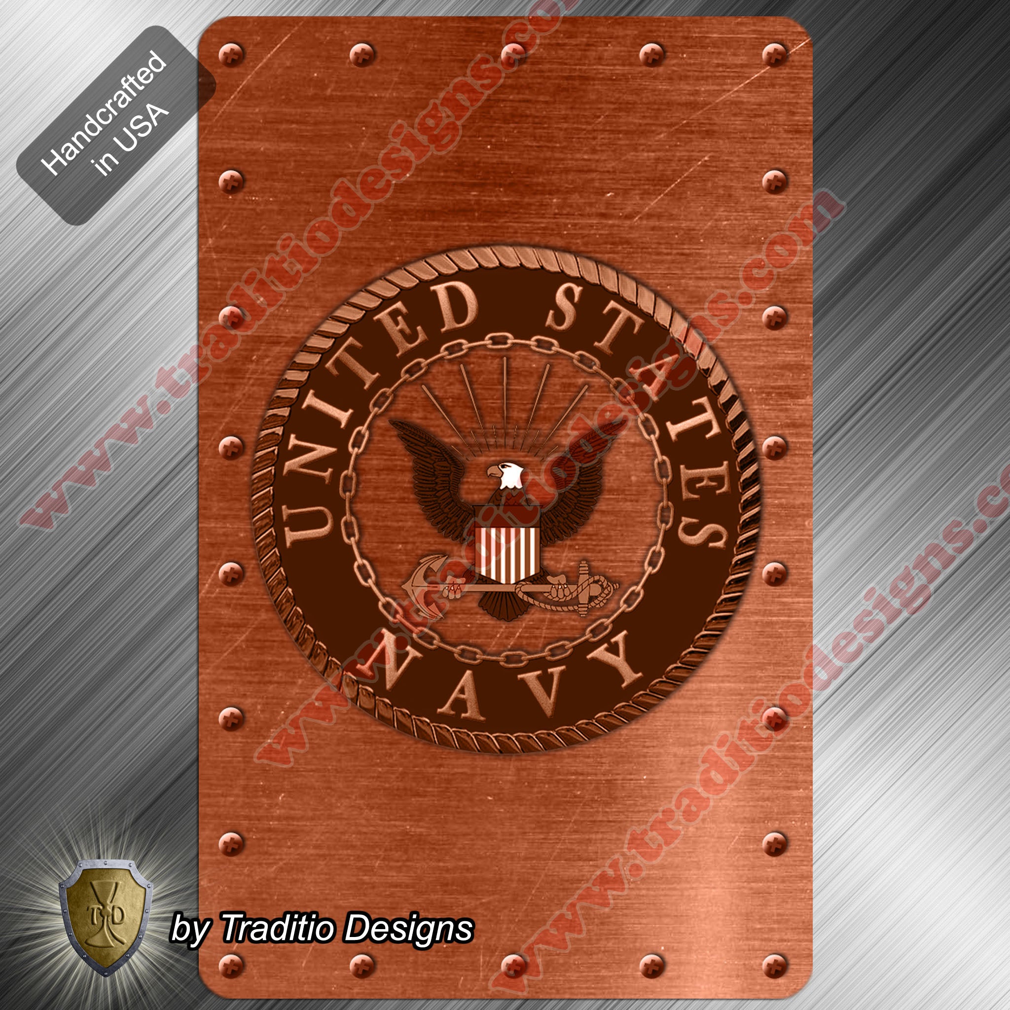 US Navy Emblem Flexible Rectangular Magnet | Metallic Edition | 2.5 x 4-inch