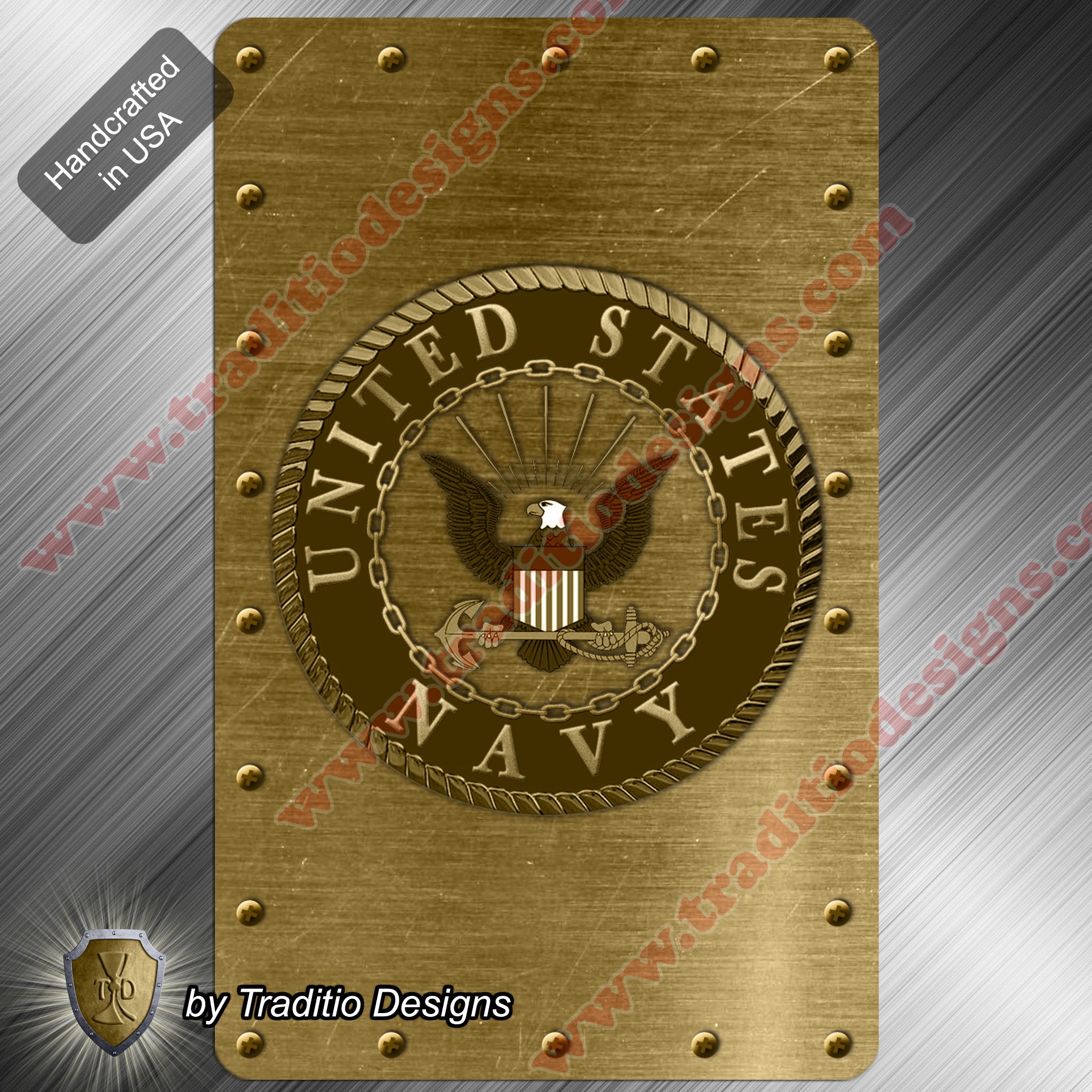 US Navy Emblem Flexible Rectangular Magnet | Metallic Edition | 2.5 x 4-inch