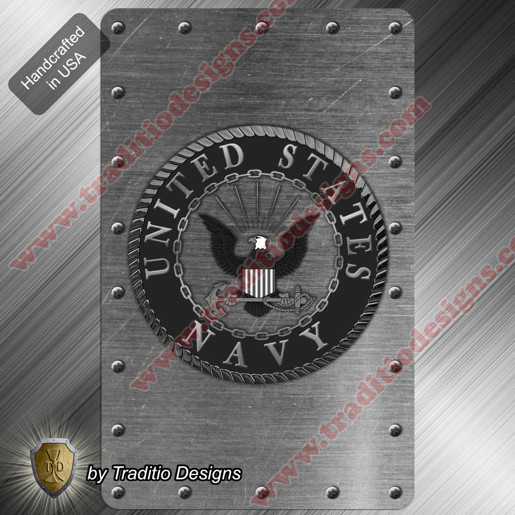 US Navy Emblem Flexible Rectangular Magnet | Metallic Edition | 2.5 x 4-inch