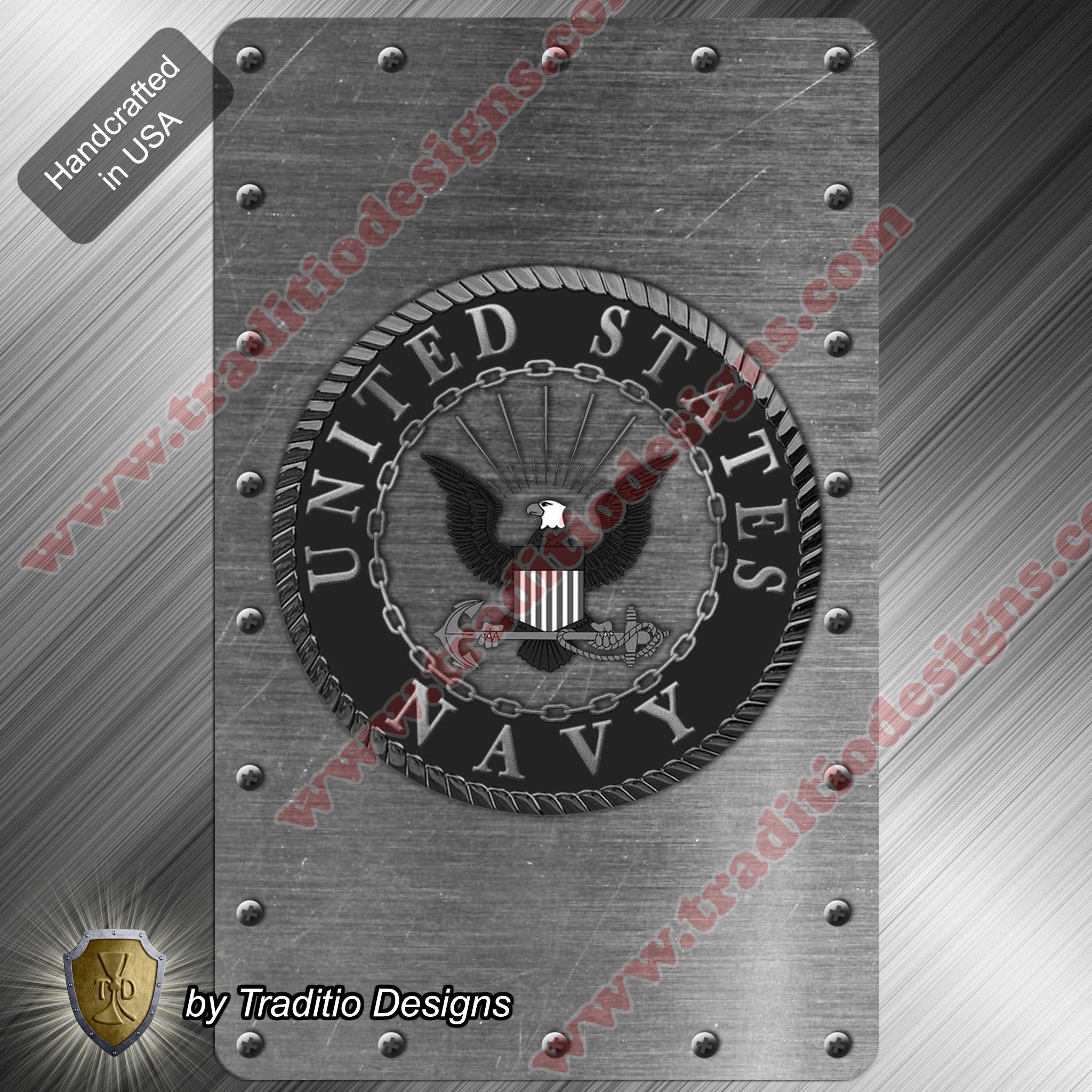 US Navy Emblem Flexible Rectangular Magnet | Metallic Edition | 2.5 x 4-inch