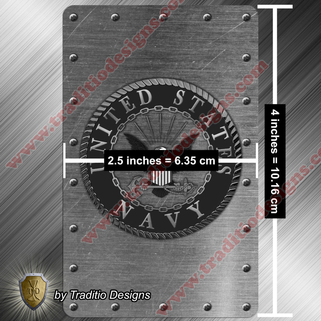 US Navy Emblem Flexible Rectangular Magnet | Metallic Edition | 2.5 x 4-inch