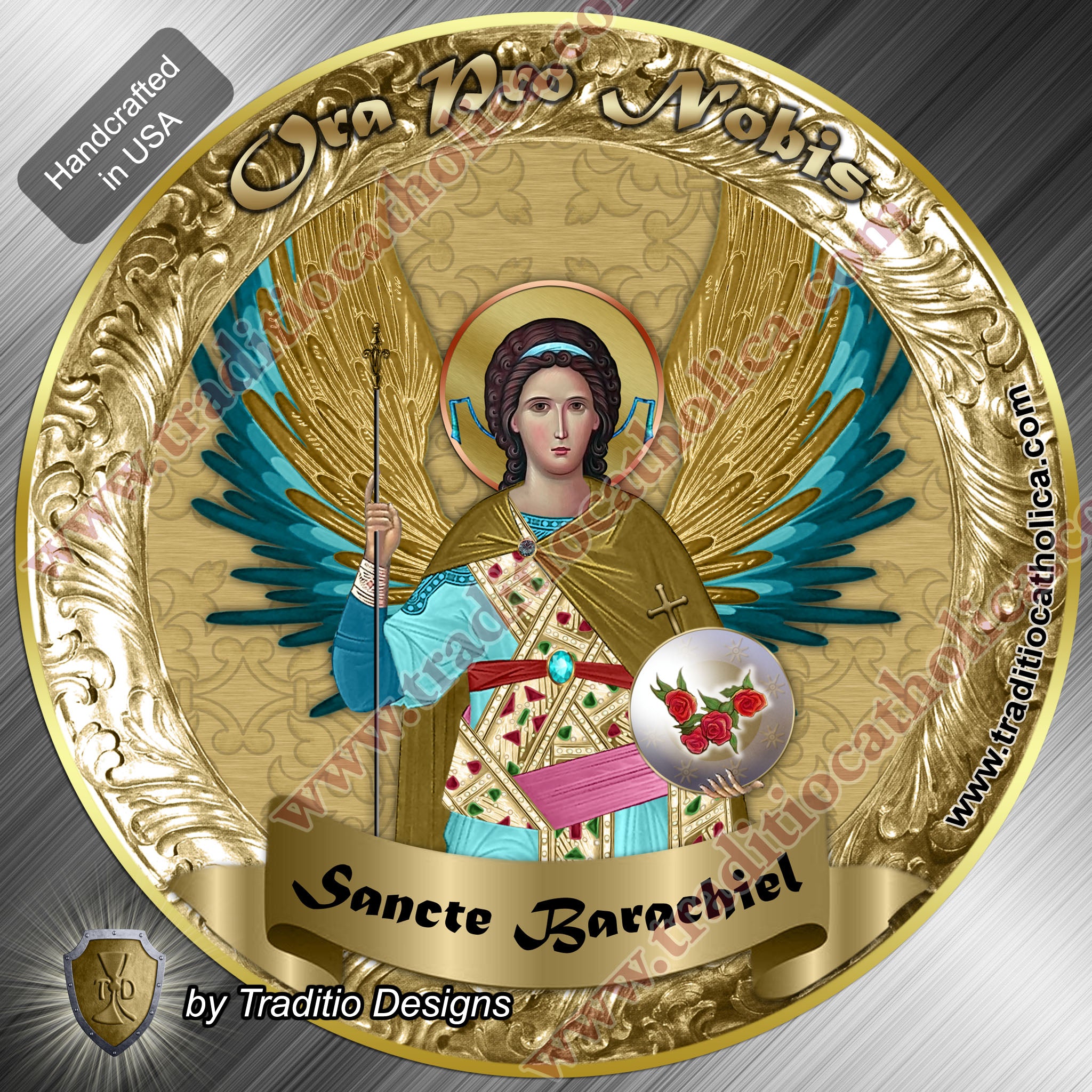 St. Barachiel the Archangel | Orthodox Icon Style Round Magnet | 4-Inch