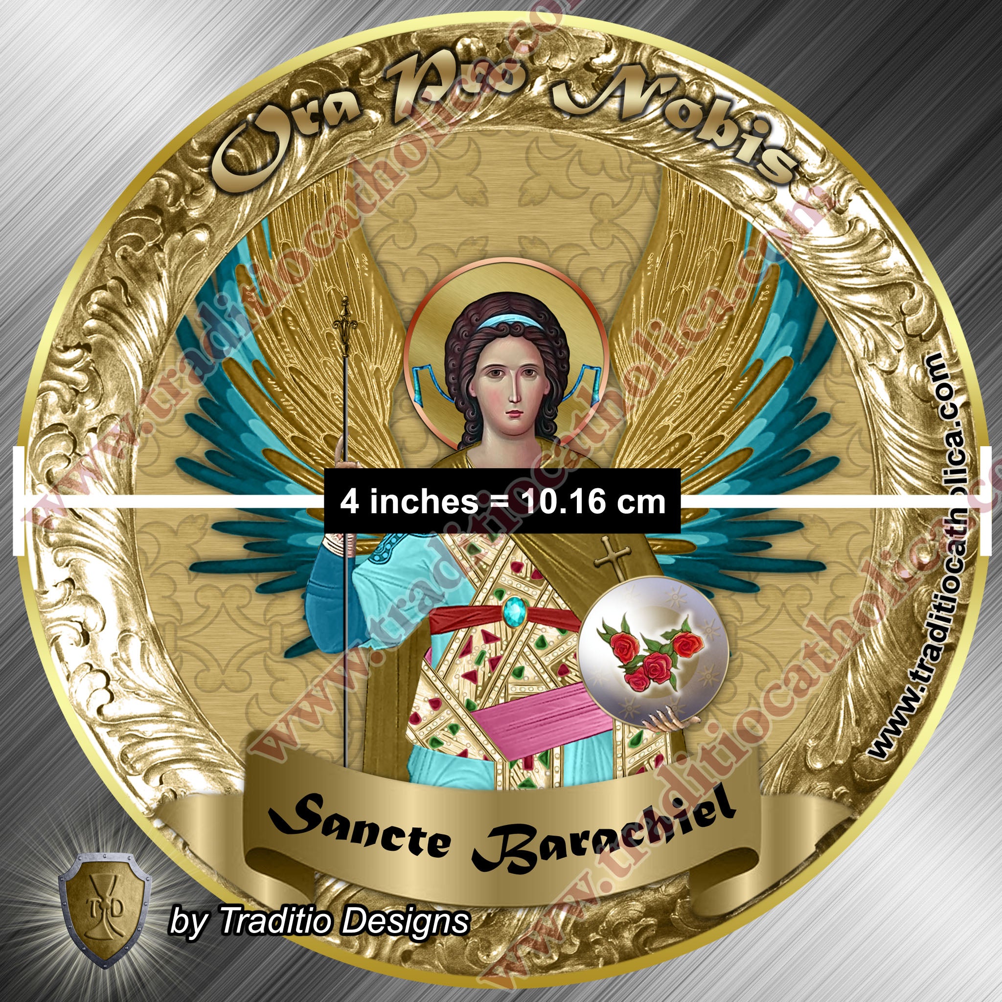 St. Barachiel the Archangel | Orthodox Icon Style Round Magnet | 4-Inch