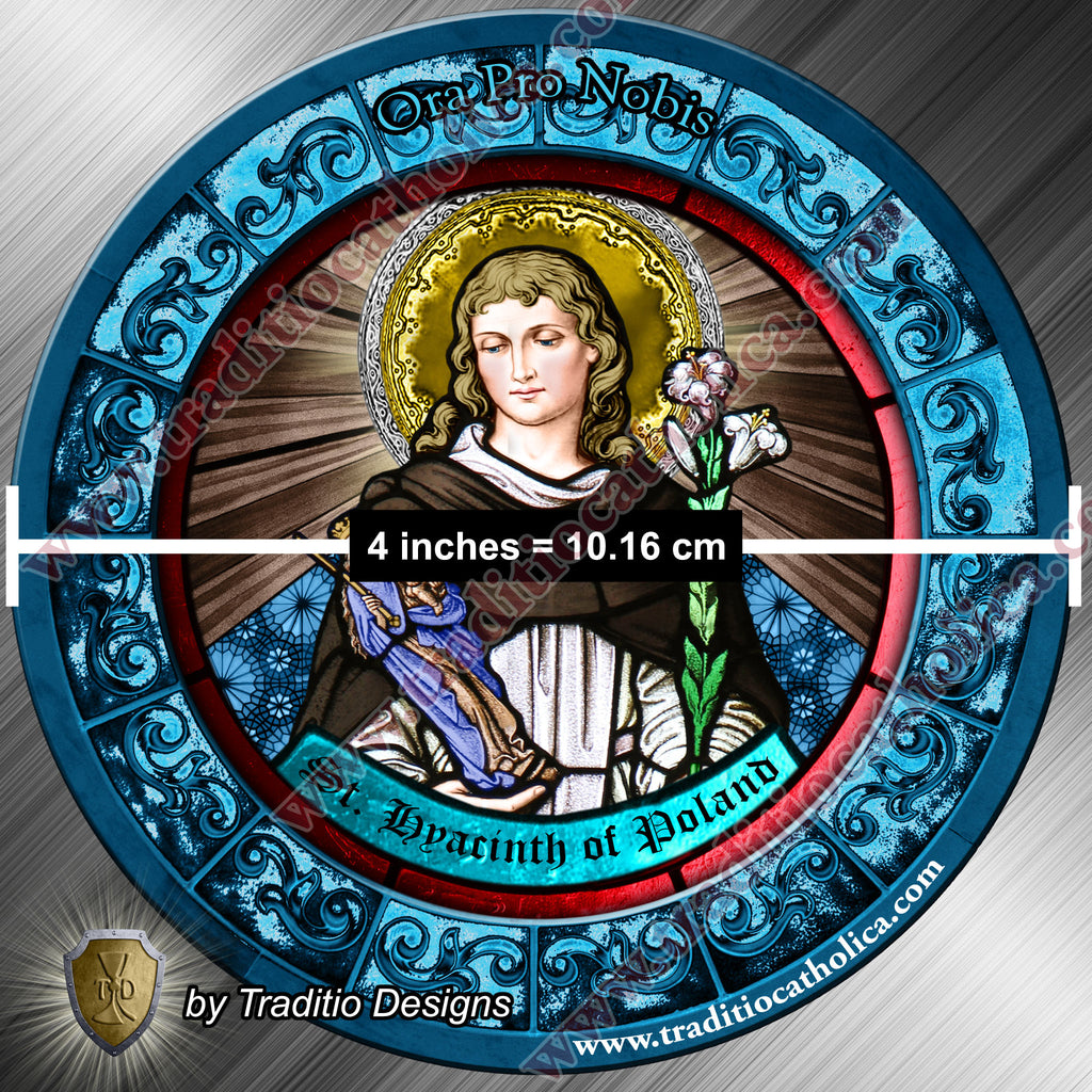 St. Hyacinth | Protection from Drowning & Guardian of the Eucharist | Flexible Round Magnet | Stained Glass Edition