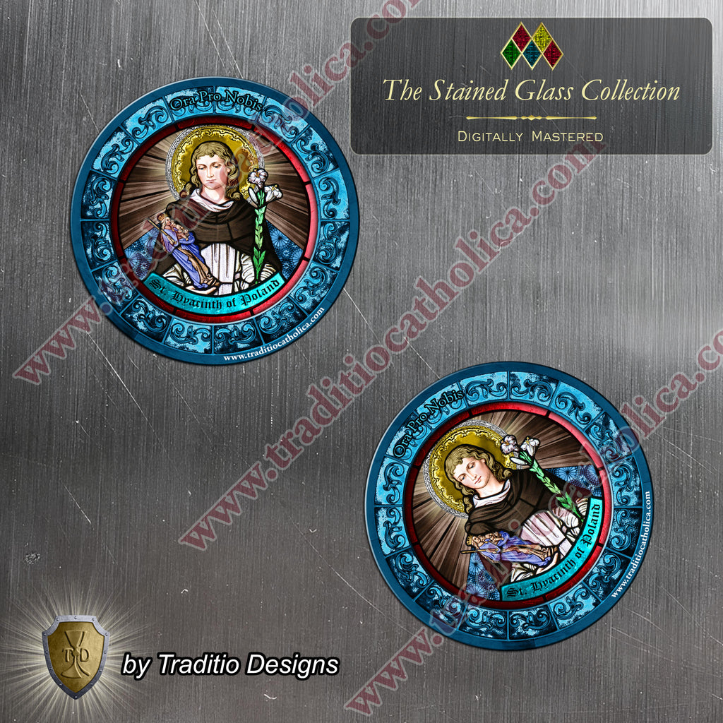 St. Hyacinth | Protection from Drowning & Guardian of the Eucharist | Flexible Round Magnet | Stained Glass Edition