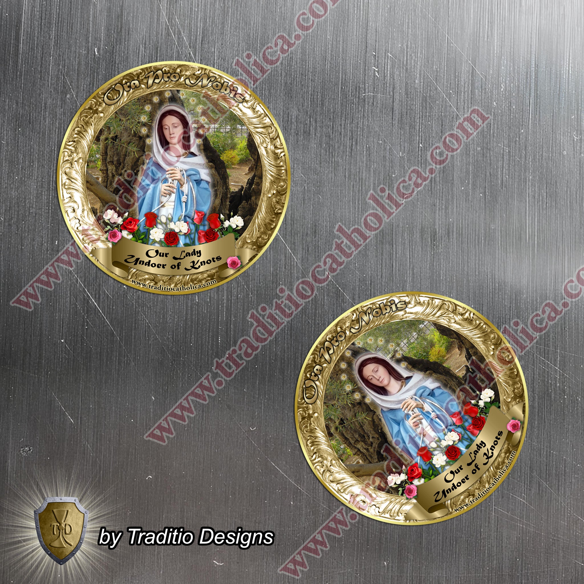 Our Lady, Undoer of Knots | Statue Art Style Round Magnet | 4-Inch